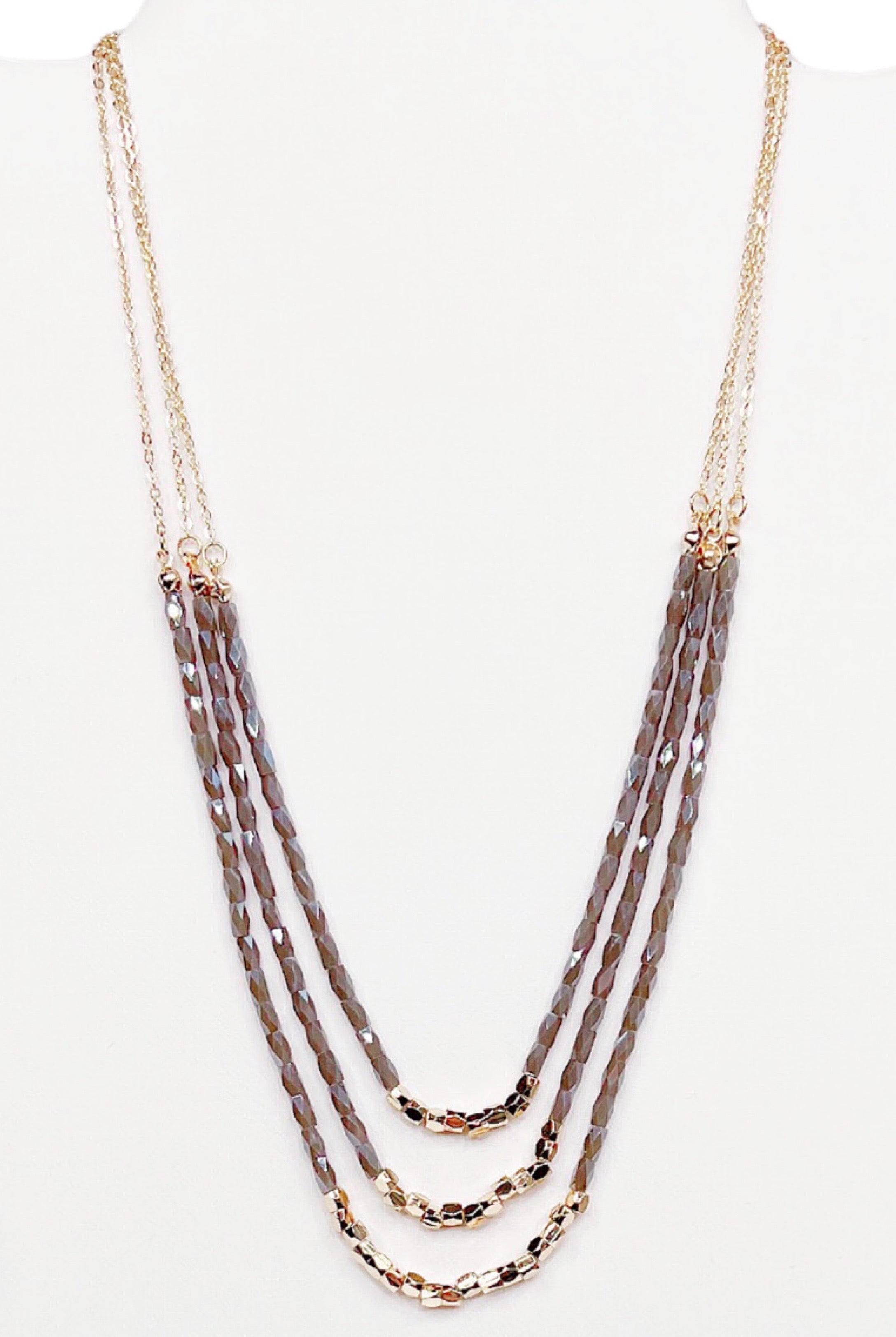 Forever And Always Layered Necklace - Grey-statement necklace-privityboutique.com-Privity Boutique, Women’s Fashion Boutique in Mesa, Arizona