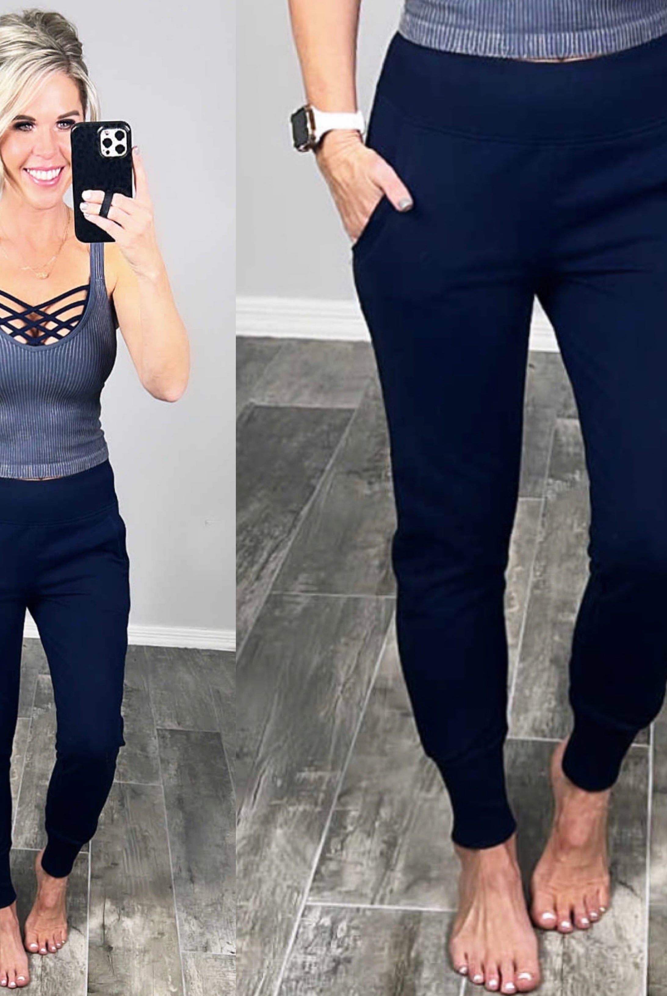 Lounging Around Joggers - Navy-joggers-privityboutique.com-Privity Boutique, Women’s Fashion Boutique in Mesa, Arizona