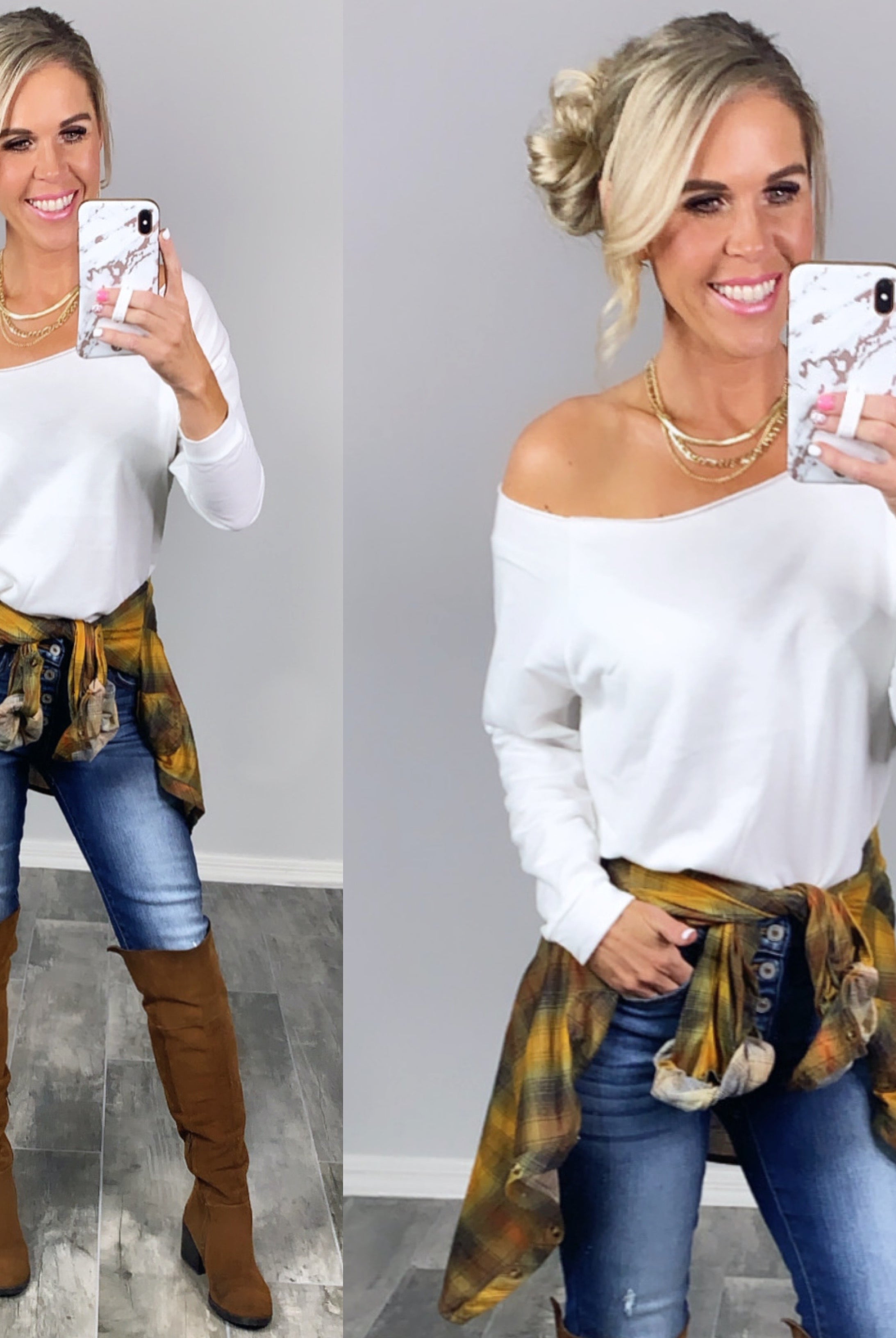 Raw Hem Off The Shoulder - White-Top-privityboutique.com-Privity Boutique, Women’s Fashion Boutique in Mesa, Arizona