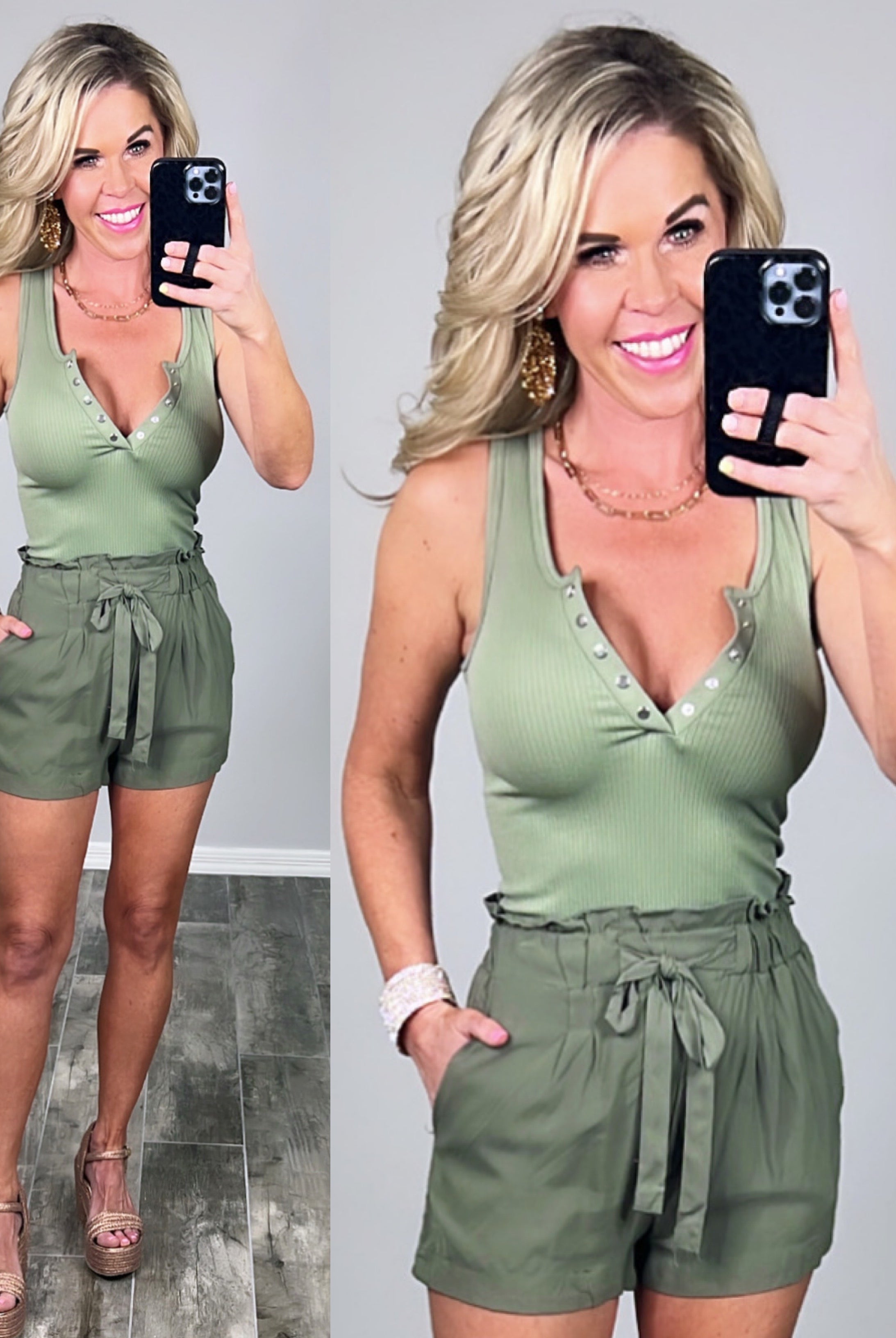 Penny For Your Thoughts Shorts - Olive-Dress-privityboutique.com-Privity Boutique, Women’s Fashion Boutique in Mesa, Arizona