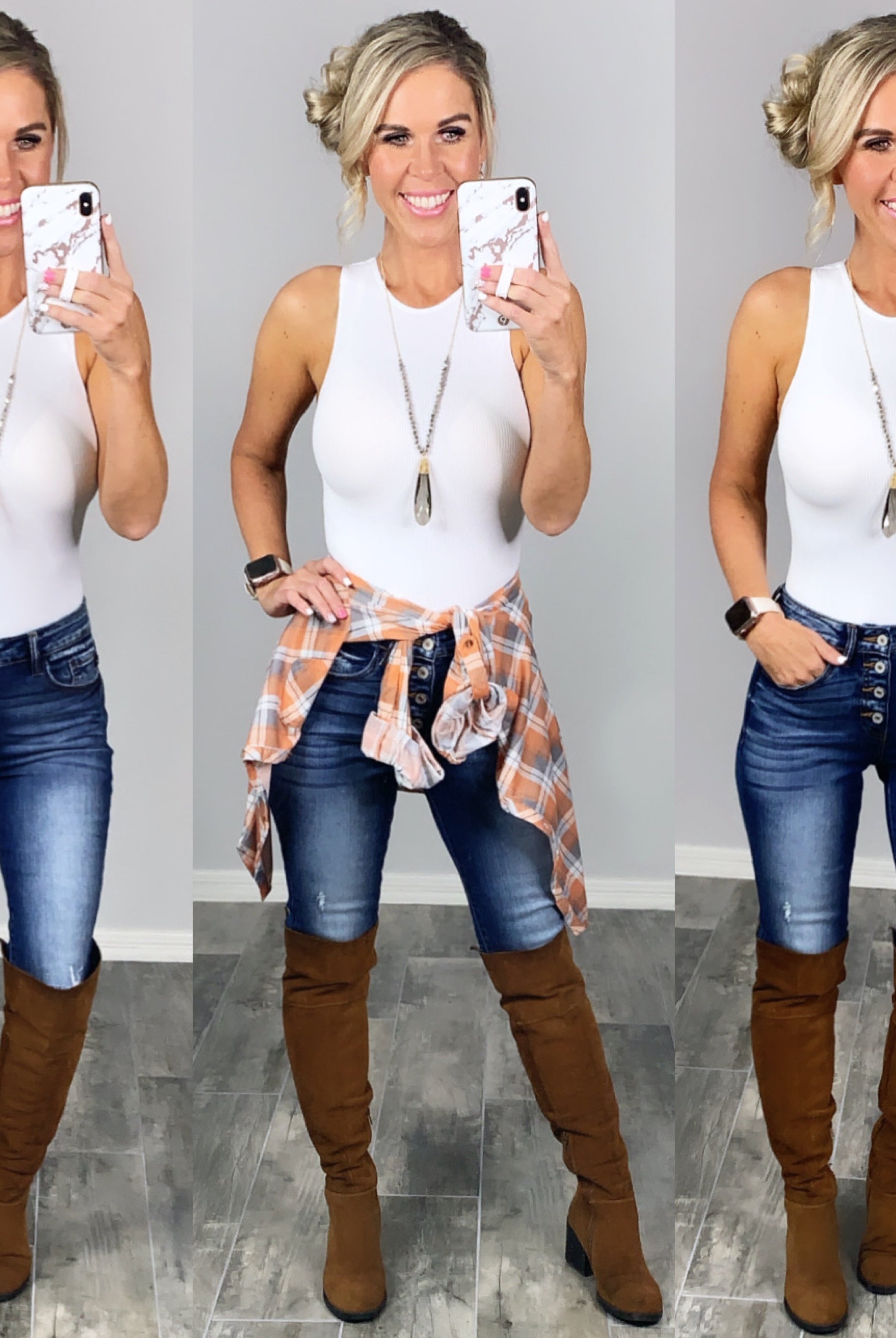 Penny Plaid Flannel Top - Ivory/Clay-flannel-privityboutique-Privity Boutique, Women’s Fashion Boutique in Mesa, Arizona