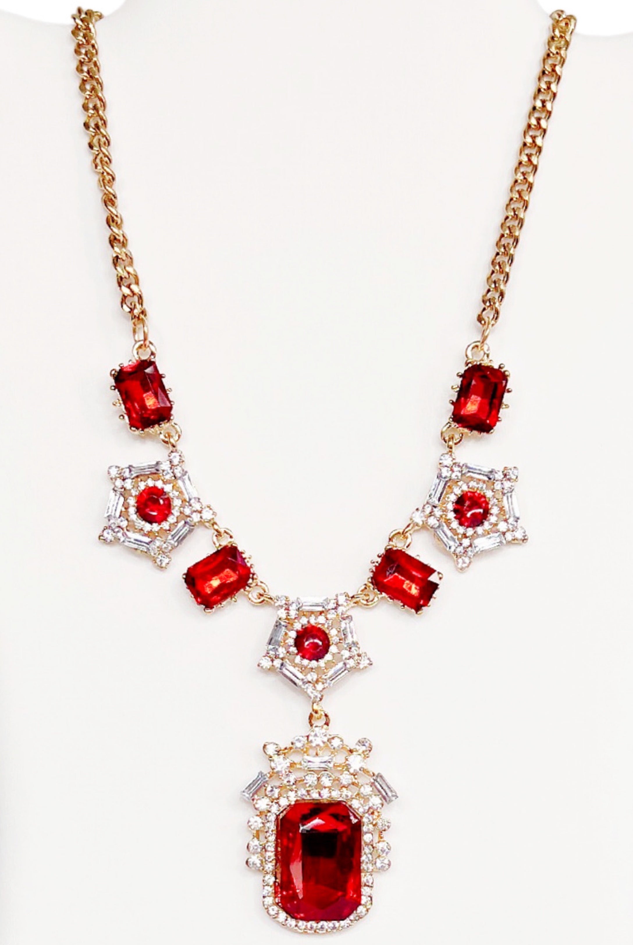 Red & Glamorous Necklace-statement necklace-privityboutique.com-Privity Boutique, Women’s Fashion Boutique in Mesa, Arizona