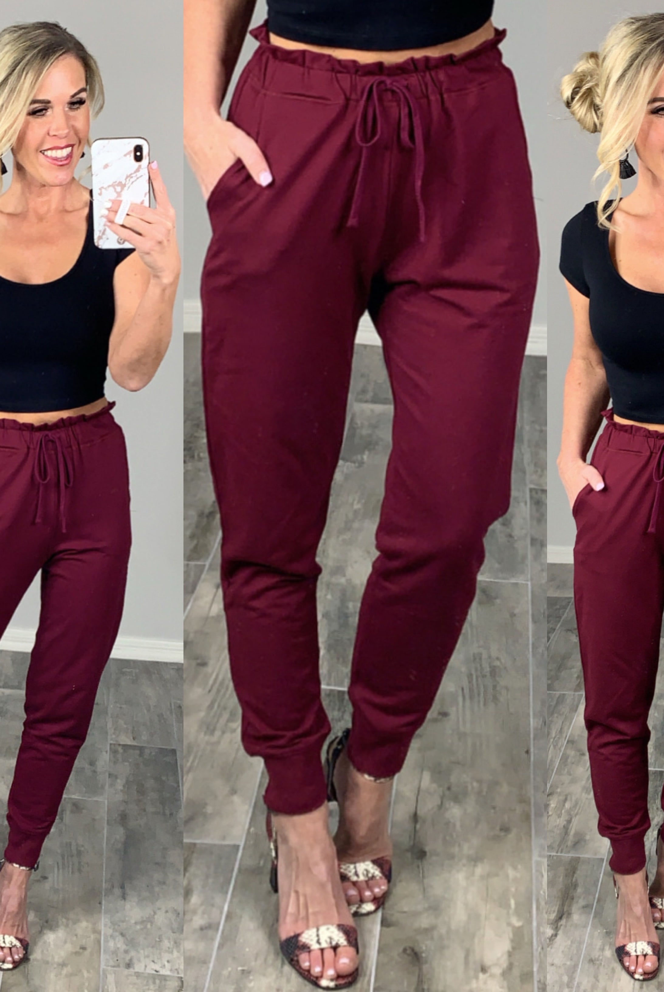 Perfect Pocket Joggers - Burgundy-joggers-privityboutique.com-Privity Boutique, Women’s Fashion Boutique in Mesa, Arizona