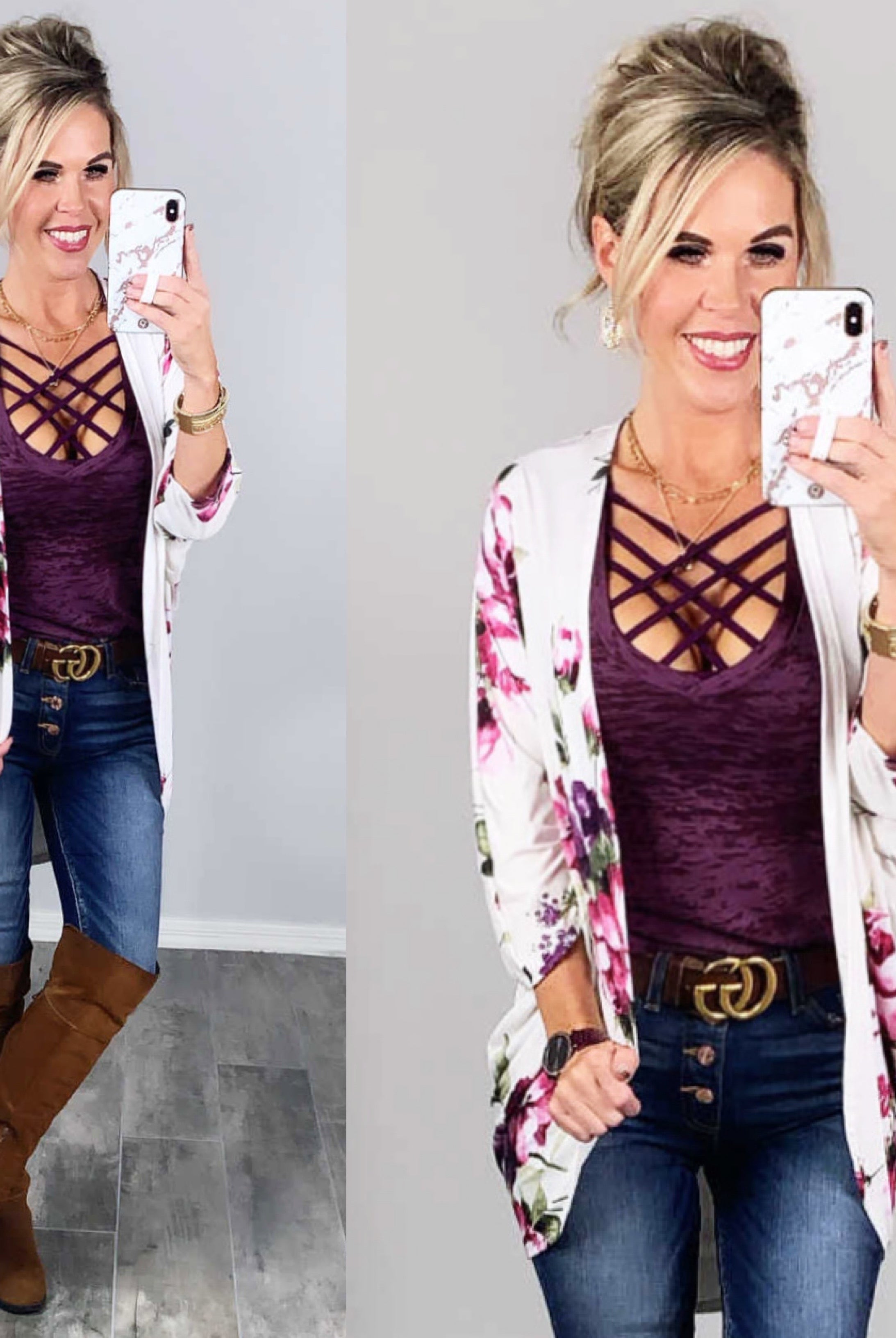 BASIC BURNOUT DEEP V-NECK TEE - PLUM-Top-privityboutique.com-Privity Boutique, Women’s Fashion Boutique in Mesa, Arizona