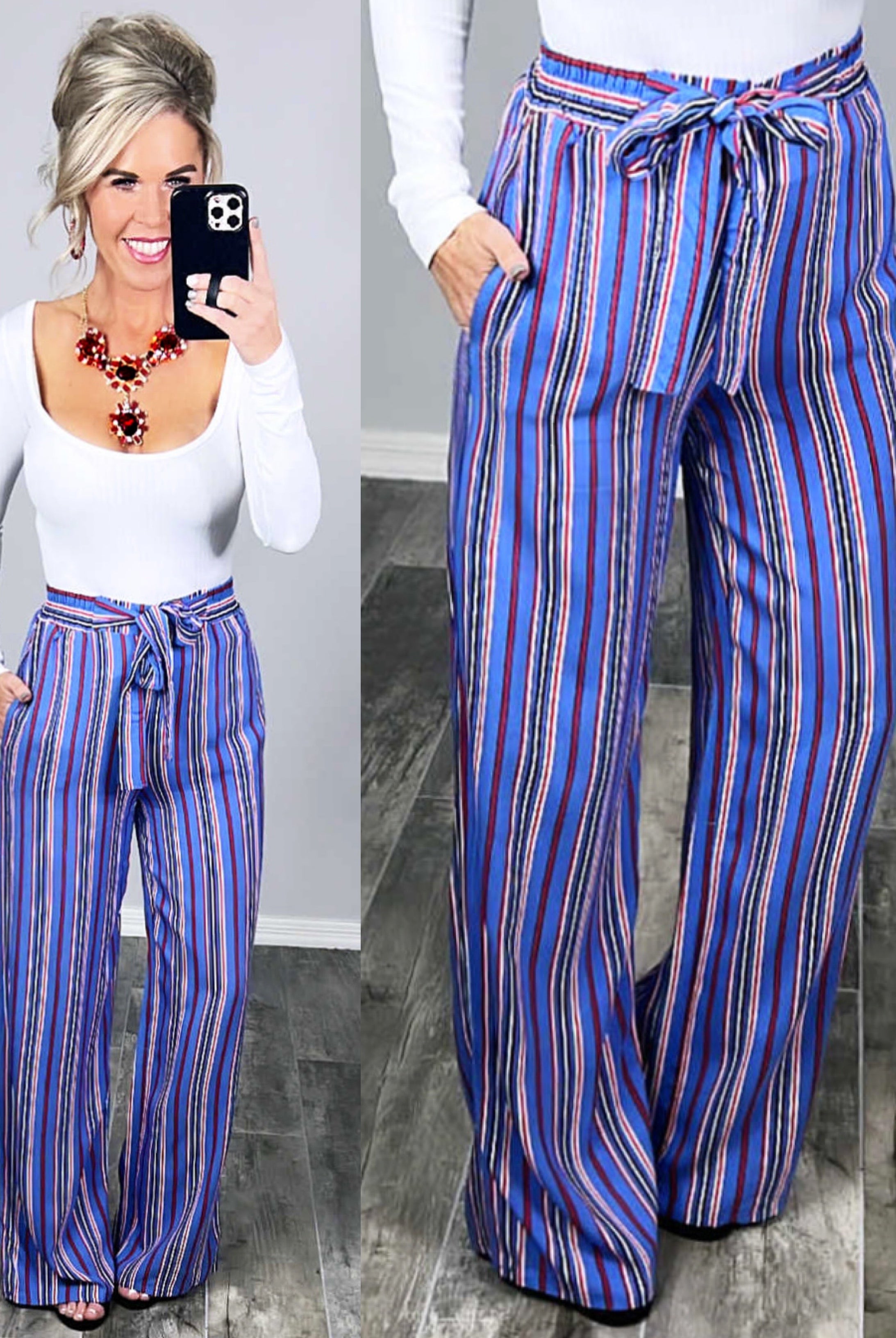 Stating the Obvious Pants - Blue-palazzo-privityboutique.com-Privity Boutique, Women’s Fashion Boutique in Mesa, Arizona