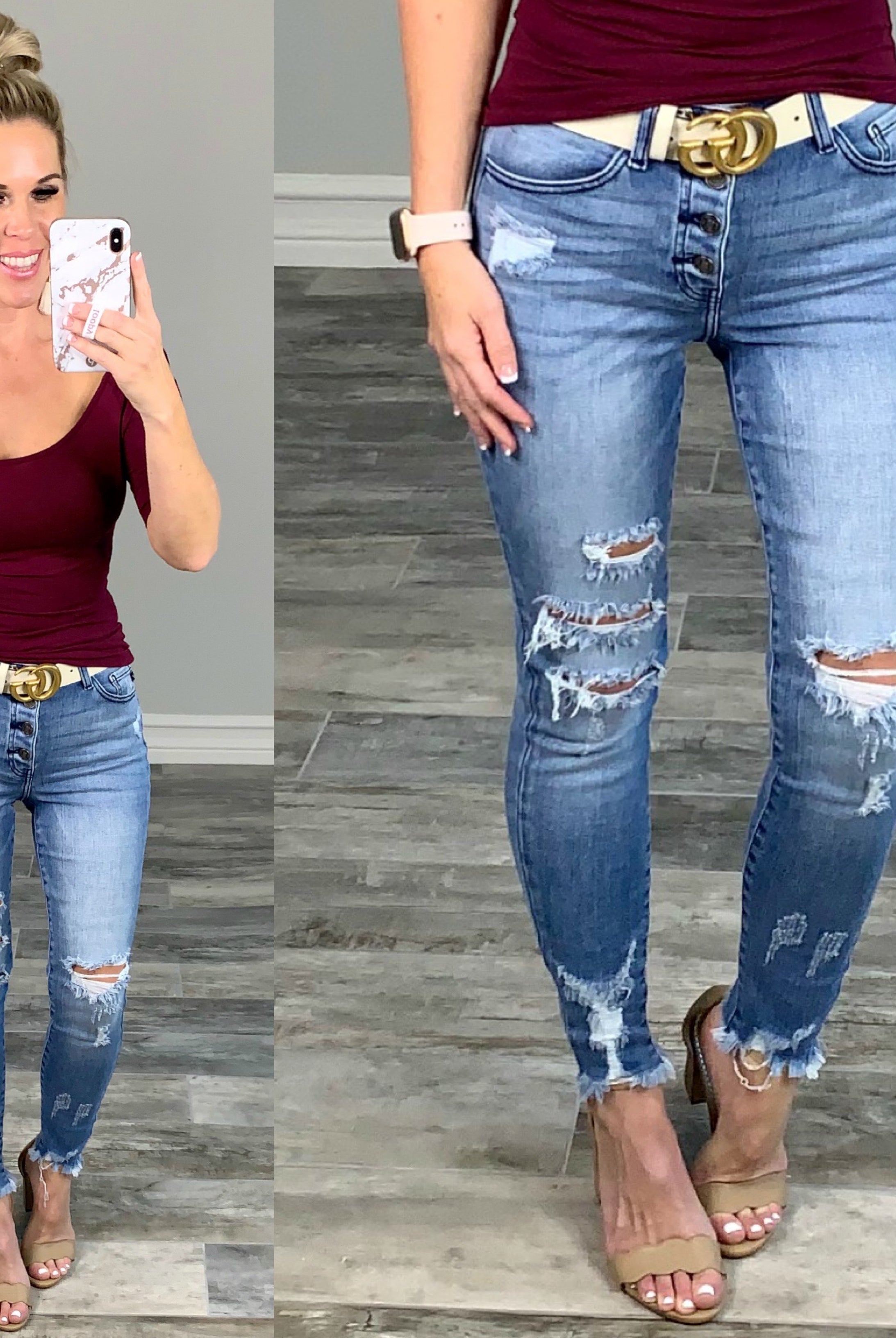 Alyssa Raw Hem Jeans - Medium Wash-jeans-privityboutique-Privity Boutique, Women’s Fashion Boutique in Mesa, Arizona