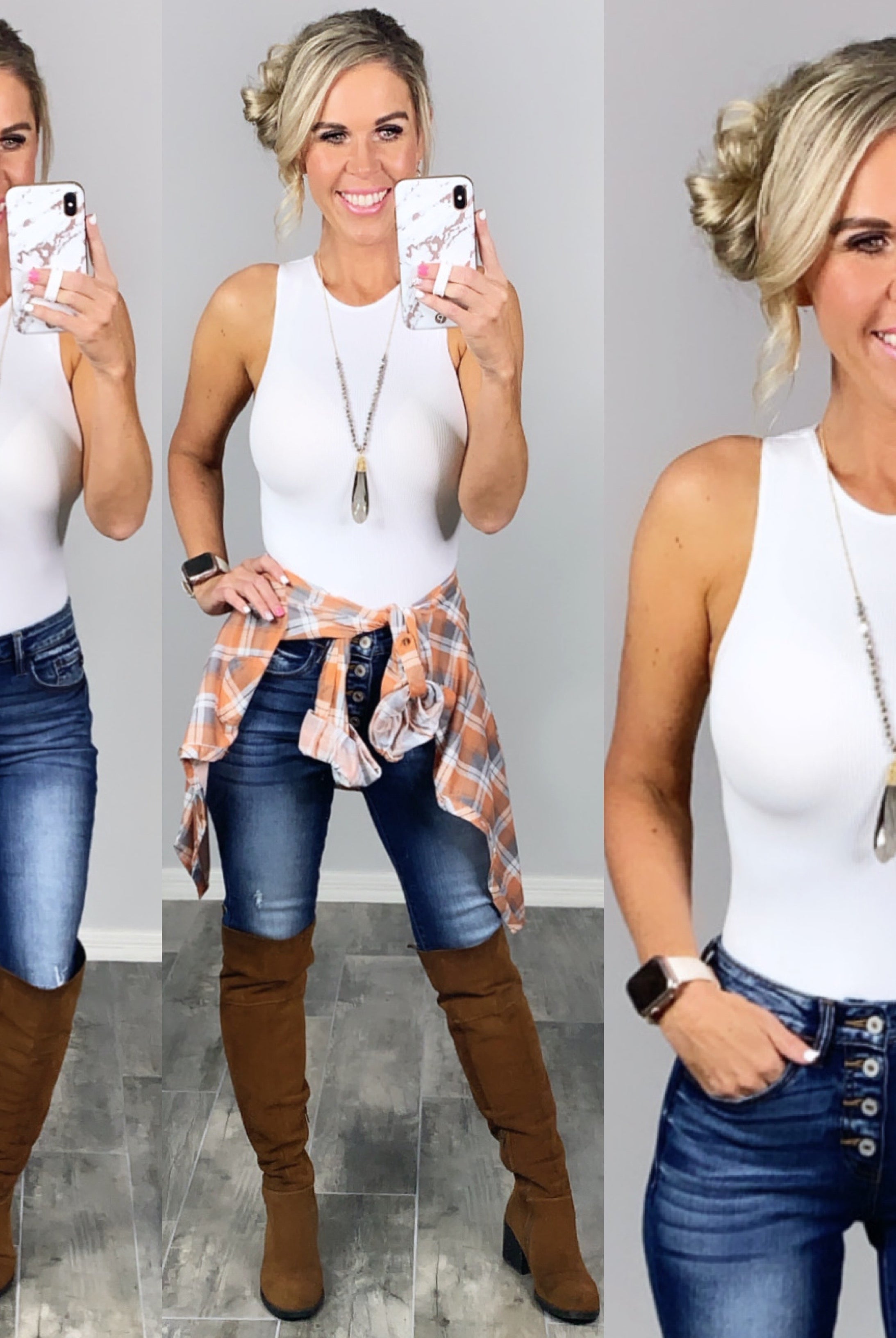 Penny Plaid Flannel Top - Ivory/Clay-flannel-privityboutique-Privity Boutique, Women’s Fashion Boutique in Mesa, Arizona