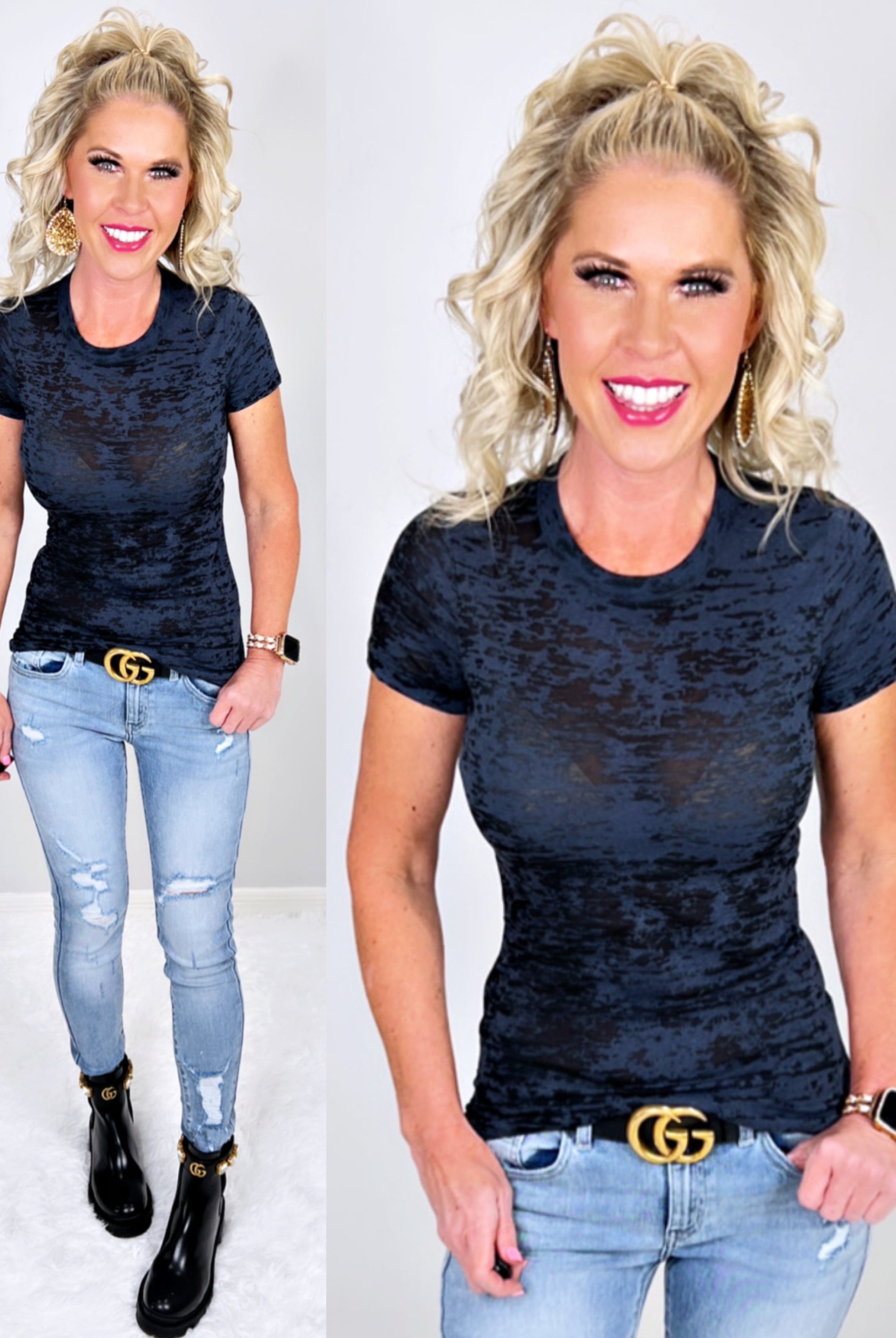 BASIC BURNOUT TEE - BLACK-Top-privityboutique.com-Privity Boutique, Women’s Fashion Boutique in Mesa, Arizona