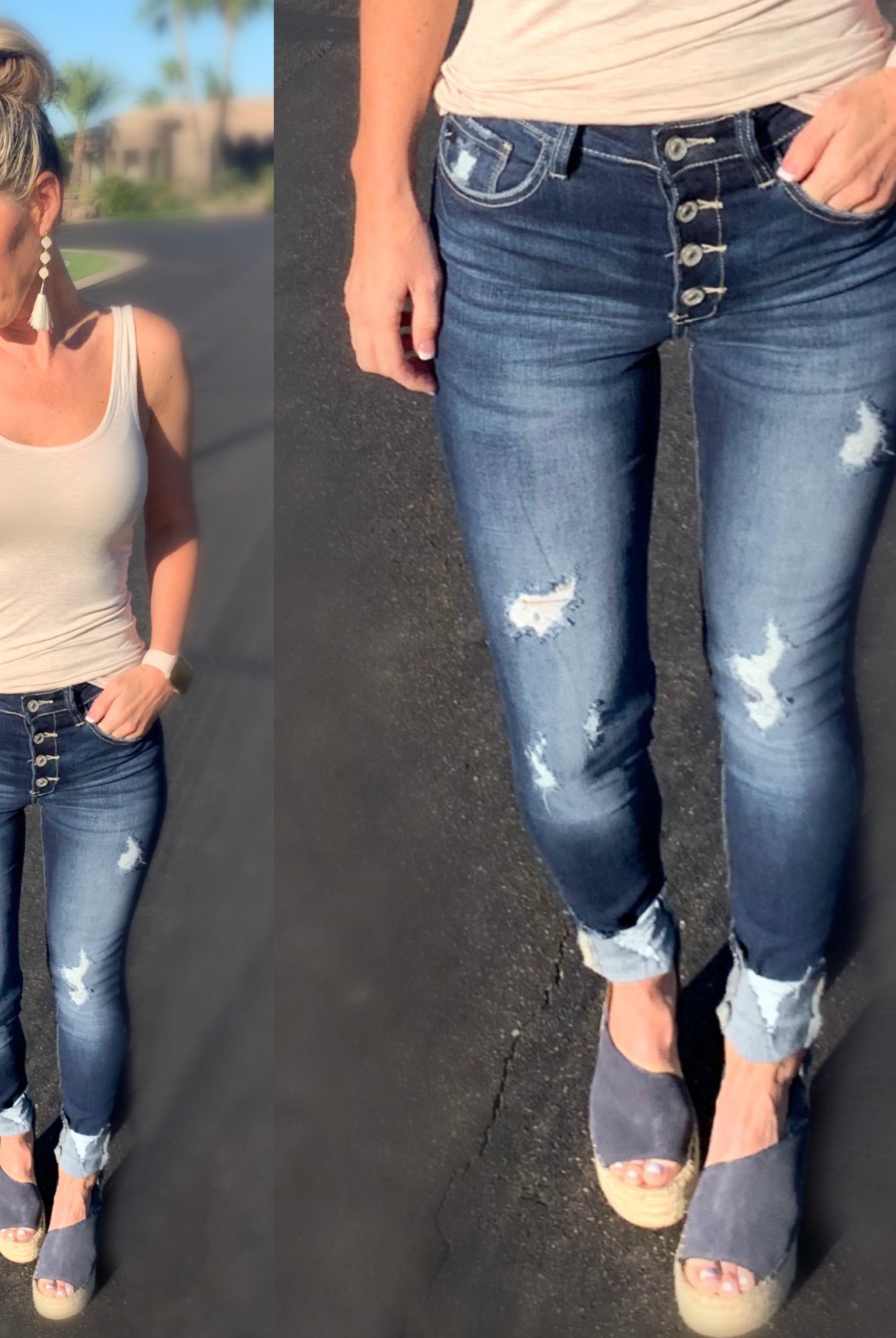 Kan Can Exposed Button Cuff Jeans-jeans-privityboutique-Privity Boutique, Women’s Fashion Boutique in Mesa, Arizona