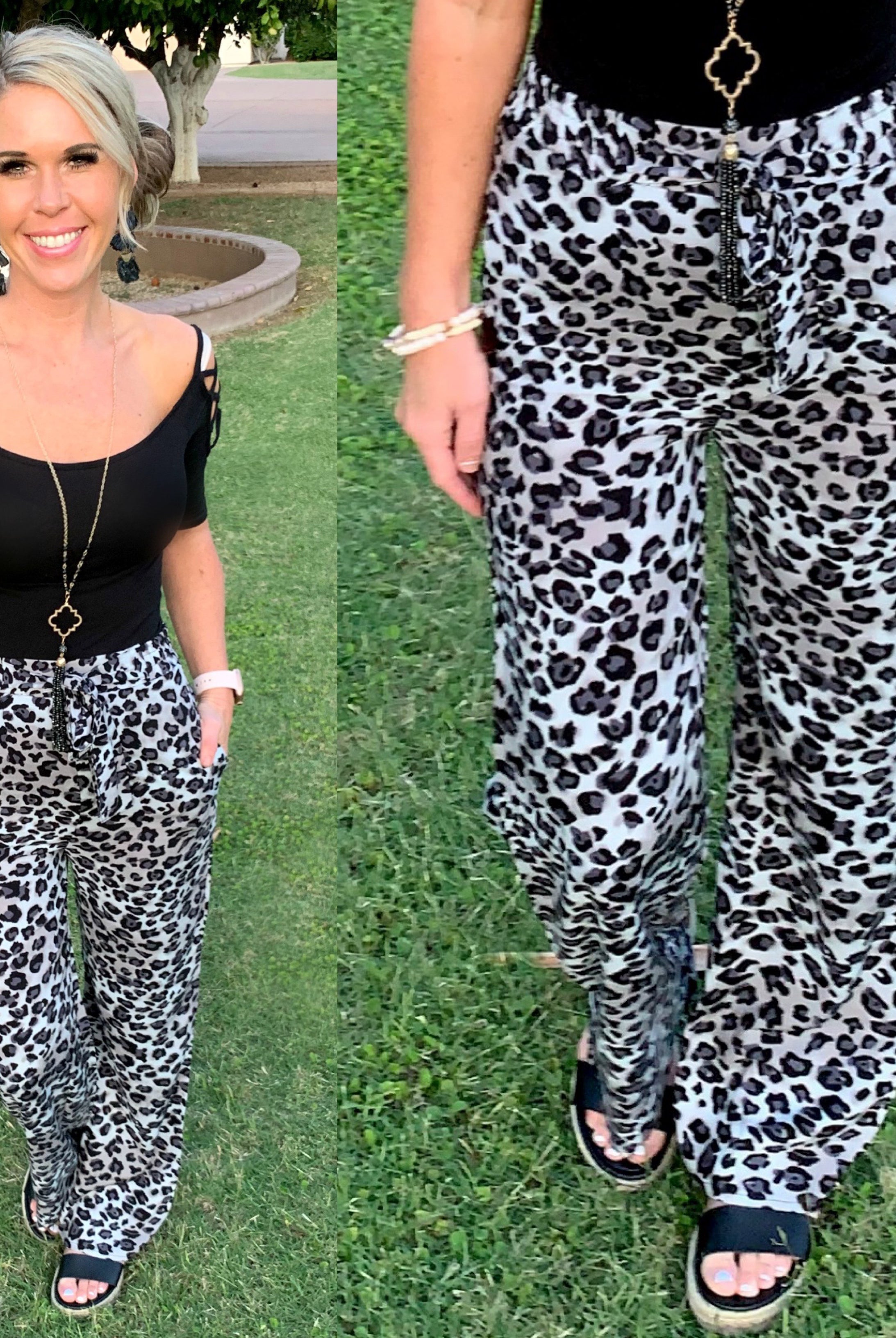 Leopard Pants - Grey-palazzo-privityboutique.com-Privity Boutique, Women’s Fashion Boutique in Mesa, Arizona