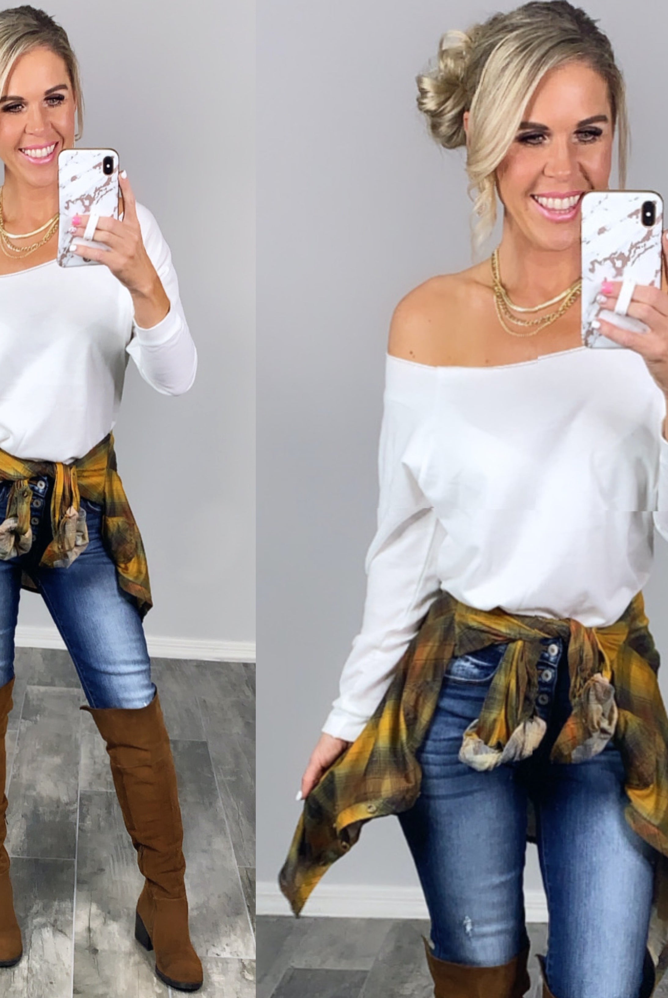 Raw Hem Off The Shoulder - White-Top-privityboutique.com-Privity Boutique, Women’s Fashion Boutique in Mesa, Arizona