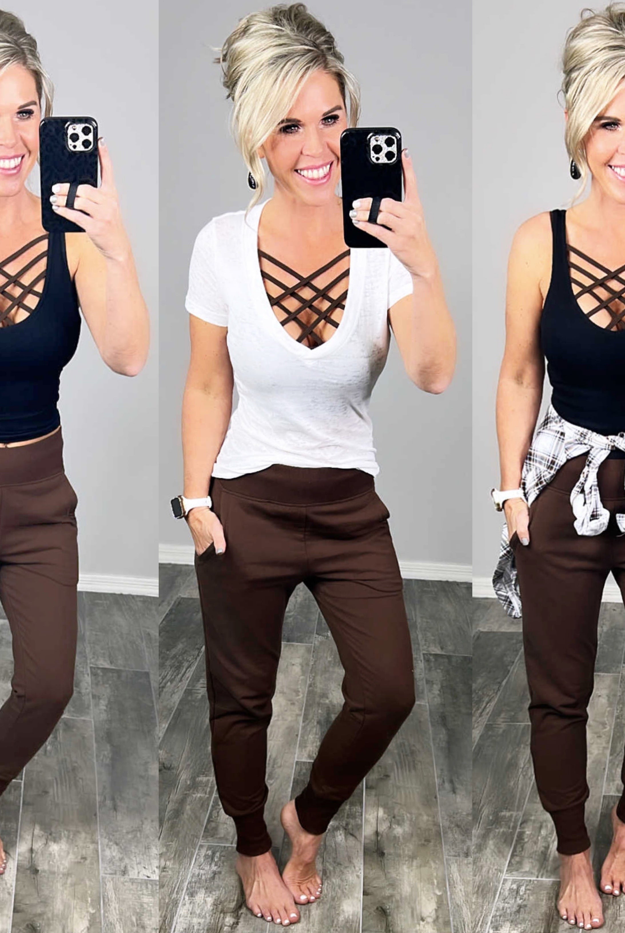 Lounging Around Joggers - Brown-joggers-privityboutique.com-Privity Boutique, Women’s Fashion Boutique in Mesa, Arizona