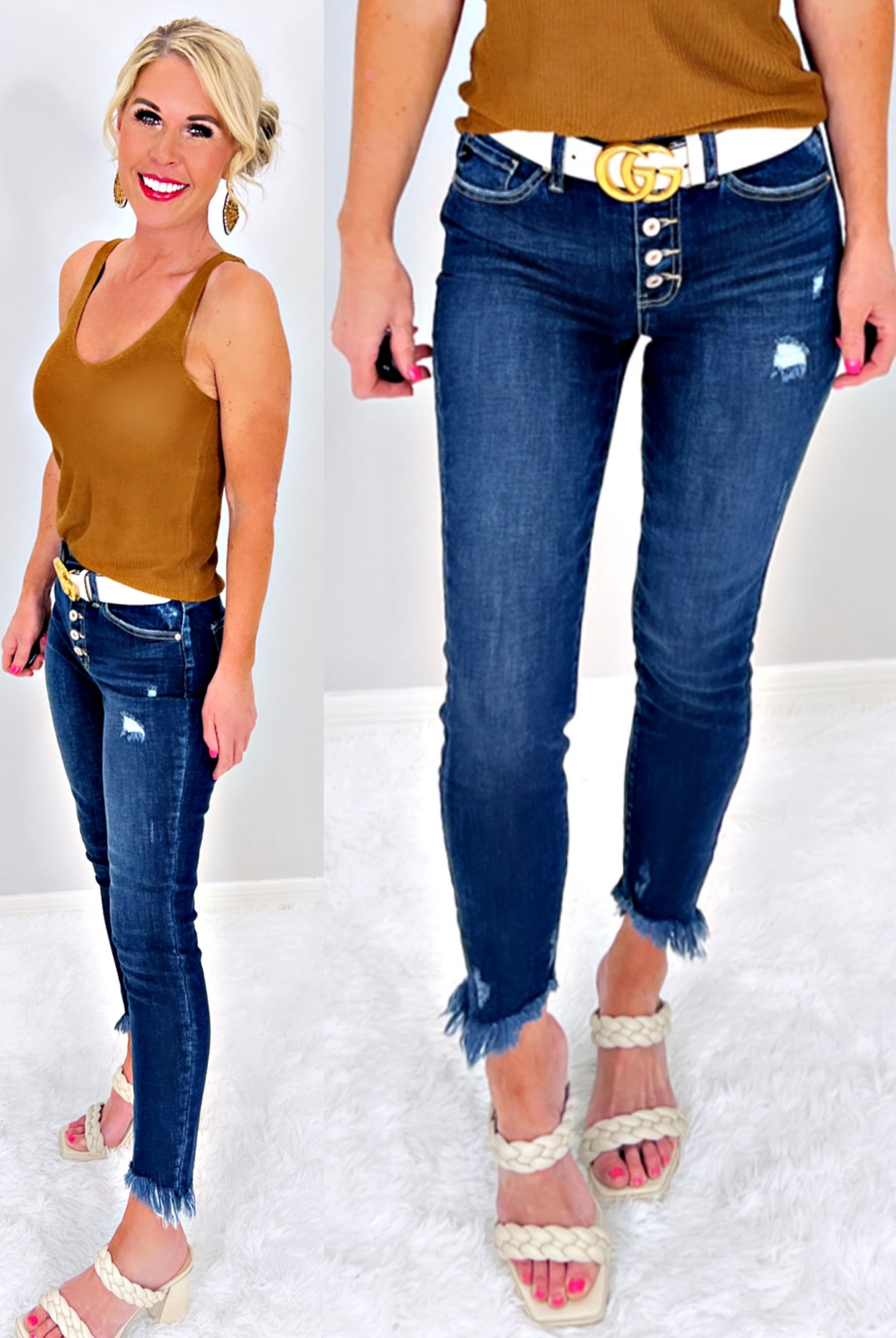 Abbey Button Front Raw Hem Jeans-ripped skinny jeans-privityboutique-Privity Boutique, Women’s Fashion Boutique in Mesa, Arizona