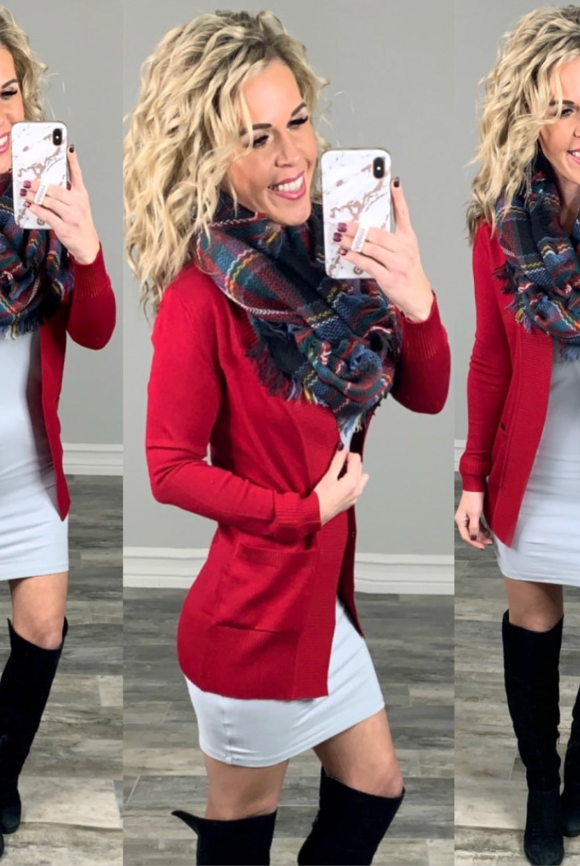 Been Here Waiting Cardigan - Red-flannel-privityboutique-Privity Boutique, Women’s Fashion Boutique in Mesa, Arizona