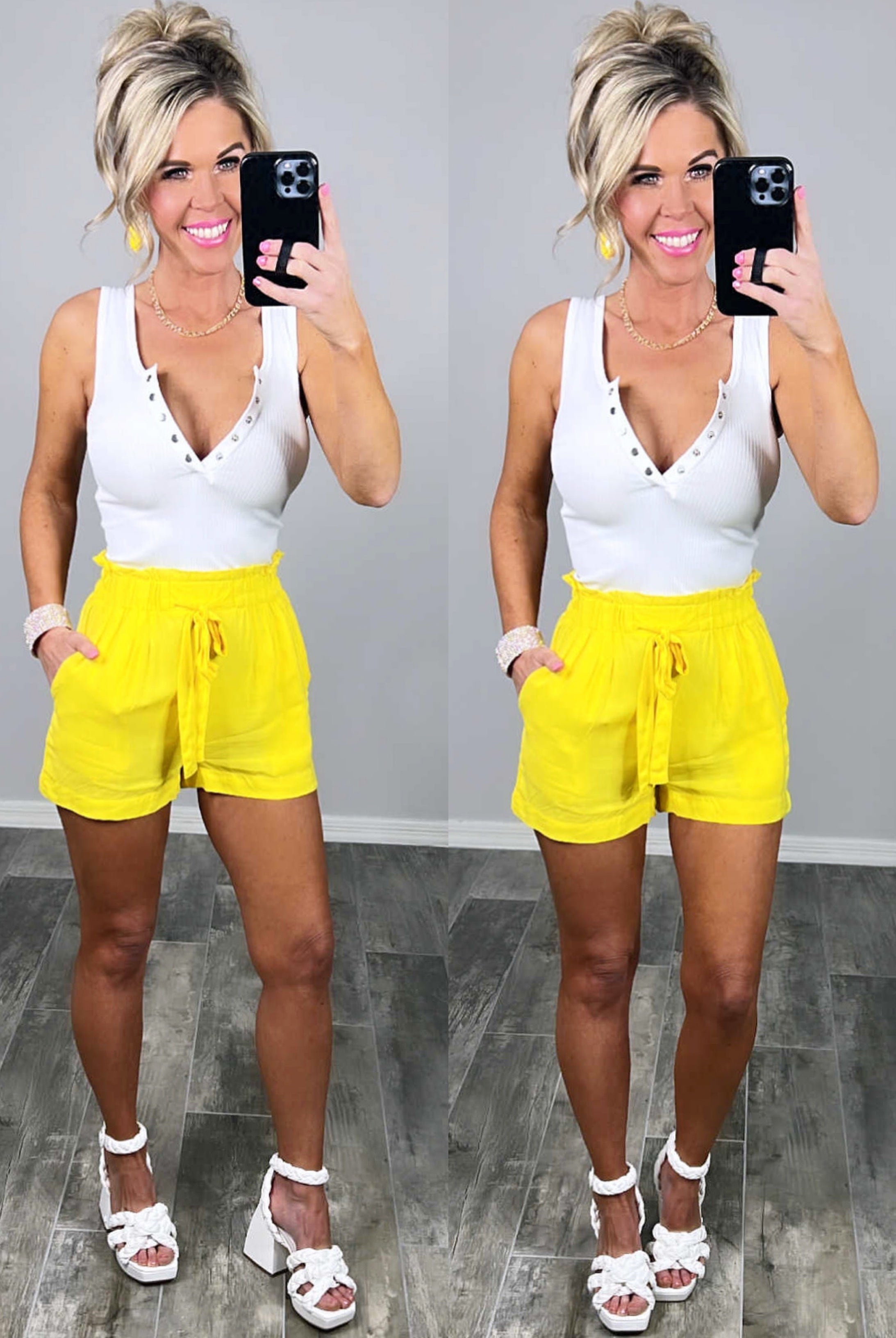 Penny For Your Thoughts Shorts - Yellow-Dress-privityboutique.com-Privity Boutique, Women’s Fashion Boutique in Mesa, Arizona