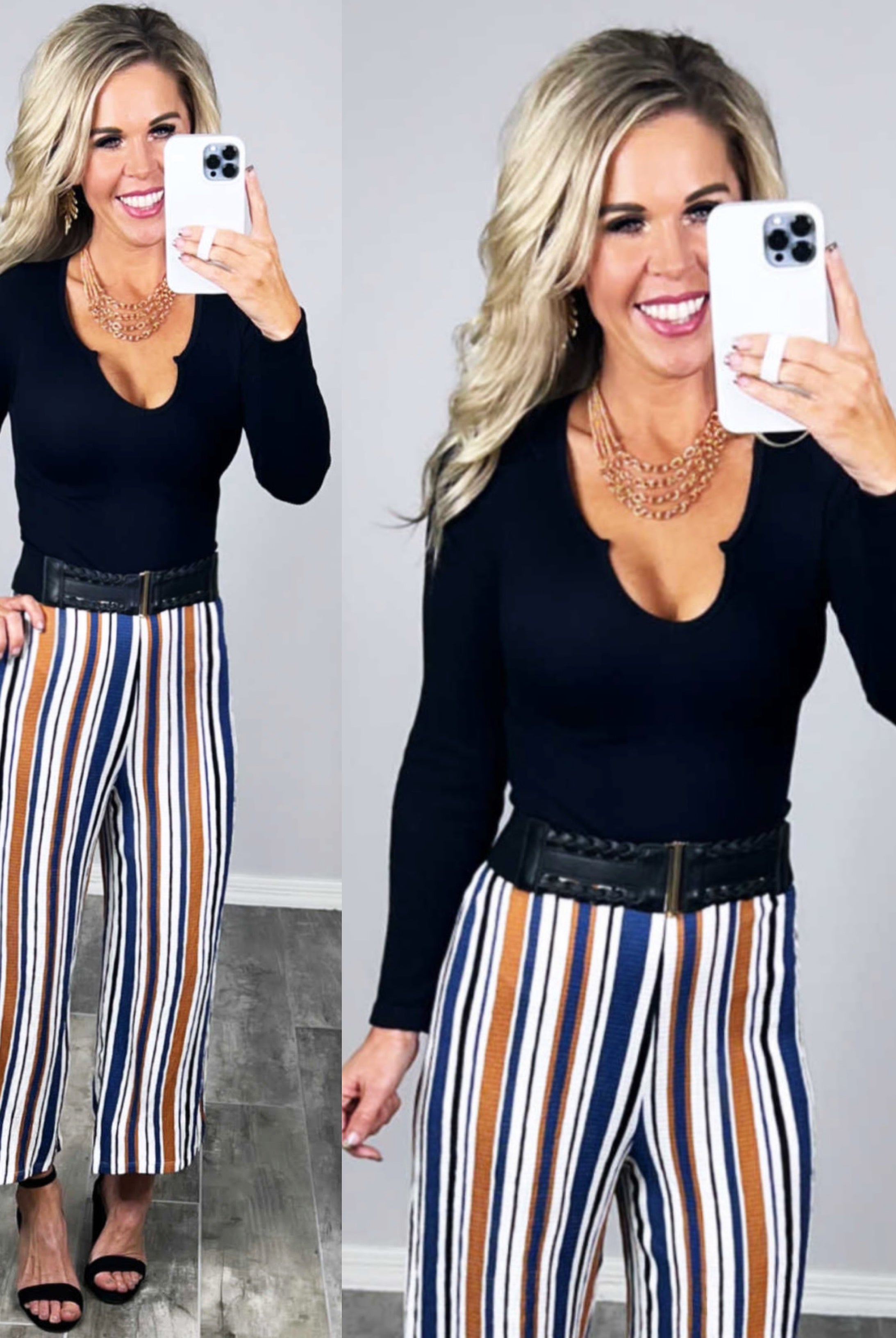 In Good Time Striped Pants - Blue-palazzo-privityboutique.com-Privity Boutique, Women’s Fashion Boutique in Mesa, Arizona
