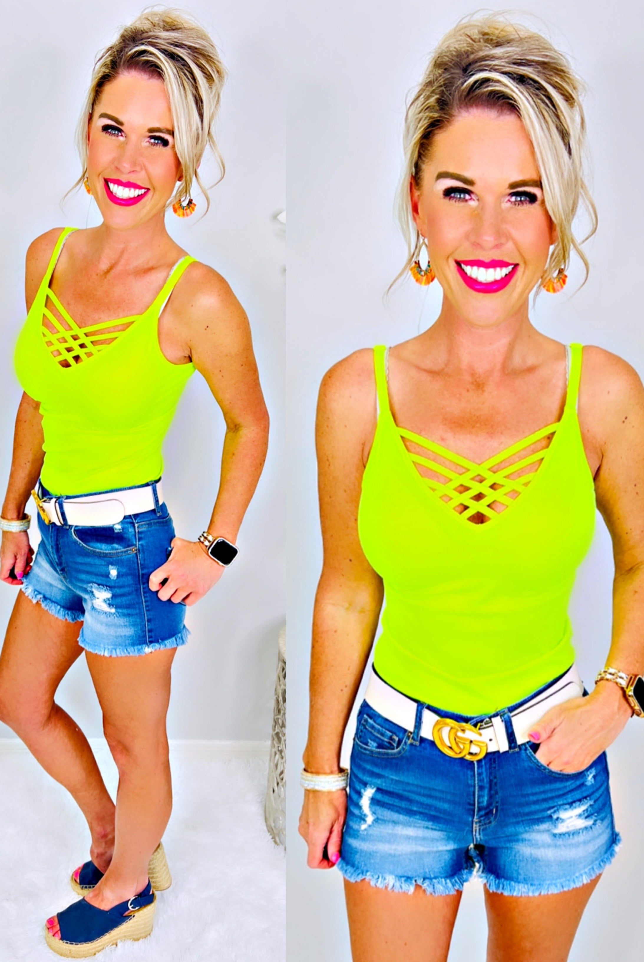 Long Caged Cami - Neon Yellow-cami-privityboutique-Privity Boutique, Women’s Fashion Boutique in Mesa, Arizona