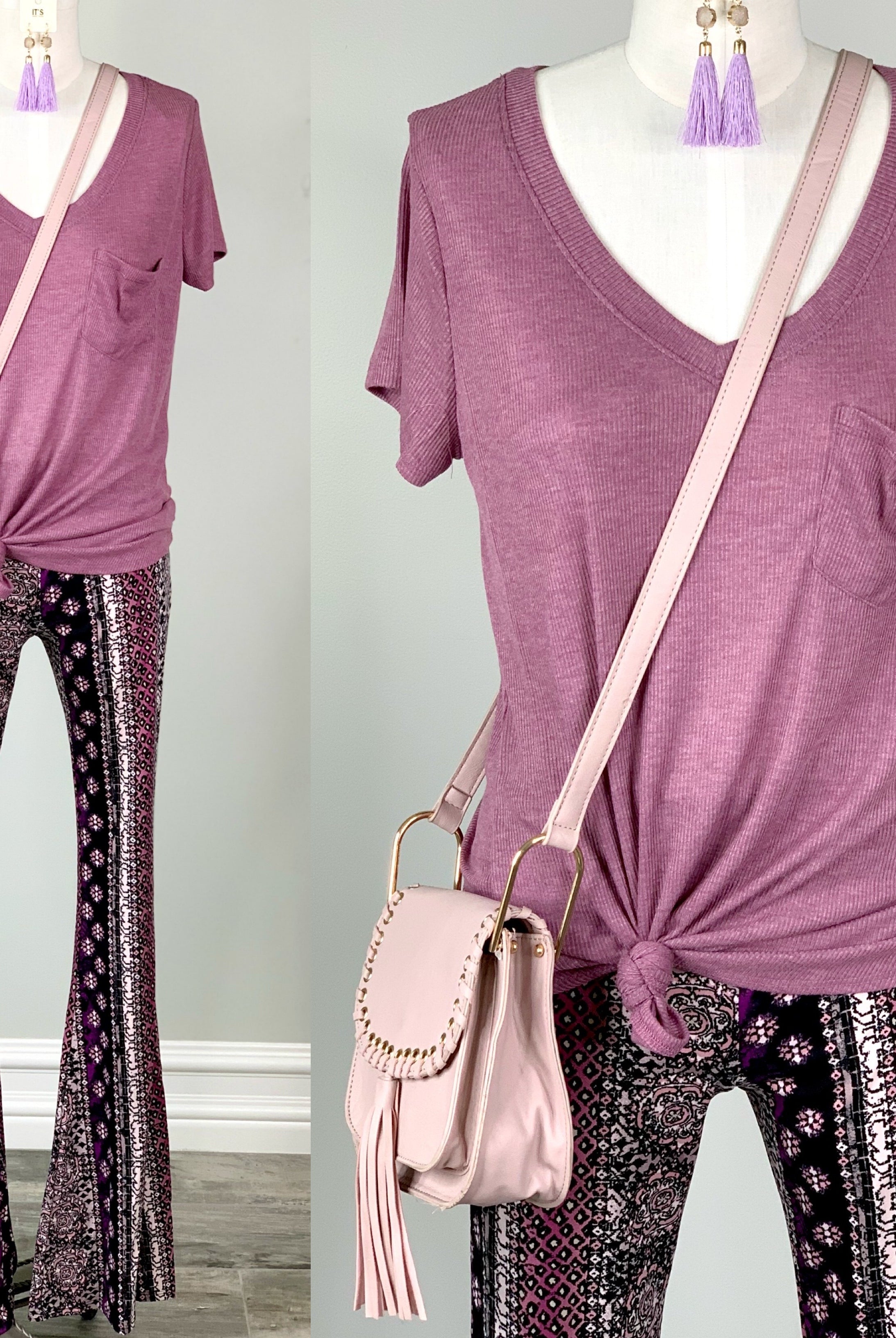 Weekend Vibes Ribbed Pocket Tee - Orchid-bandeau-privityboutique-Privity Boutique, Women’s Fashion Boutique in Mesa, Arizona