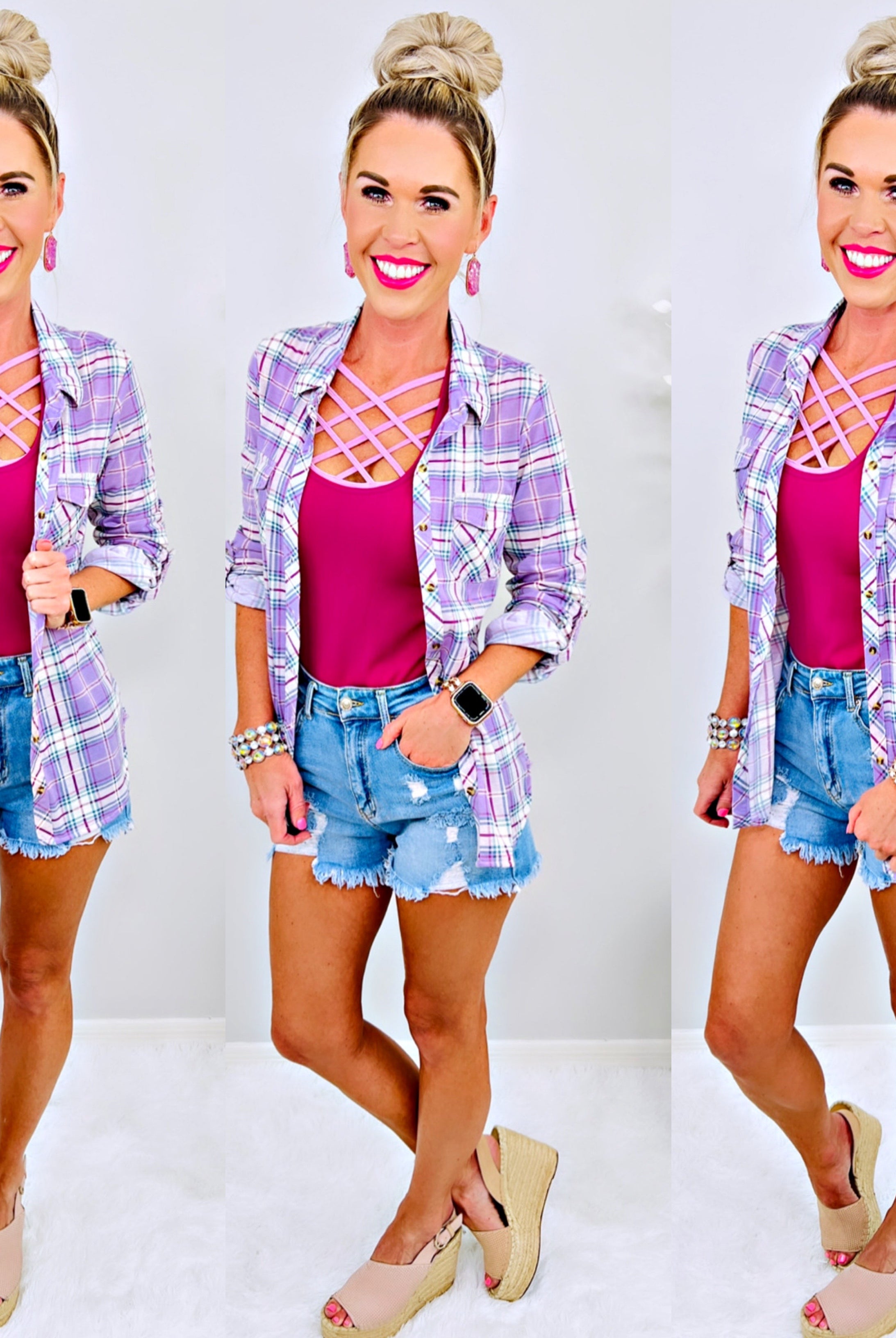 Penny Plaid Flannel Top - Lavender-flannel-privityboutique-Privity Boutique, Women’s Fashion Boutique in Mesa, Arizona