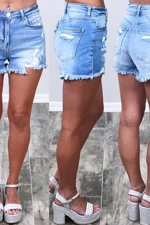 An Outdoor Scenery Denim Shorts - Light-shorts-privityboutique.com-Privity Boutique, Women’s Fashion Boutique in Mesa, Arizona