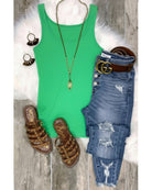 Basic Scoop Tank - Green-Top-privityboutique.com-Privity Boutique, Women’s Fashion Boutique in Mesa, Arizona