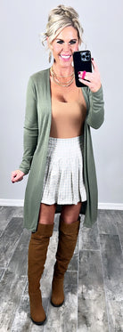 Keep Your Secrets Cardigan - Olive-Top-privityboutique.com-Privity Boutique, Women’s Fashion Boutique in Mesa, Arizona