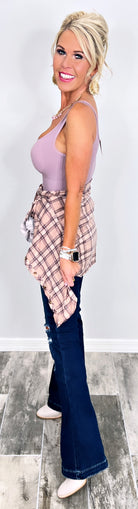 Penny Plaid Flannel Top - Blush/Plum-flannel-privityboutique-Privity Boutique, Women’s Fashion Boutique in Mesa, Arizona