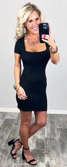 Big Expressions Square Neck Dress - Black-Dress-privityboutique.com-Privity Boutique, Women’s Fashion Boutique in Mesa, Arizona