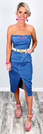 Take A Minute Denim Jean Dress-Jumpsuits-privityboutique.com-Privity Boutique, Women’s Fashion Boutique in Mesa, Arizona