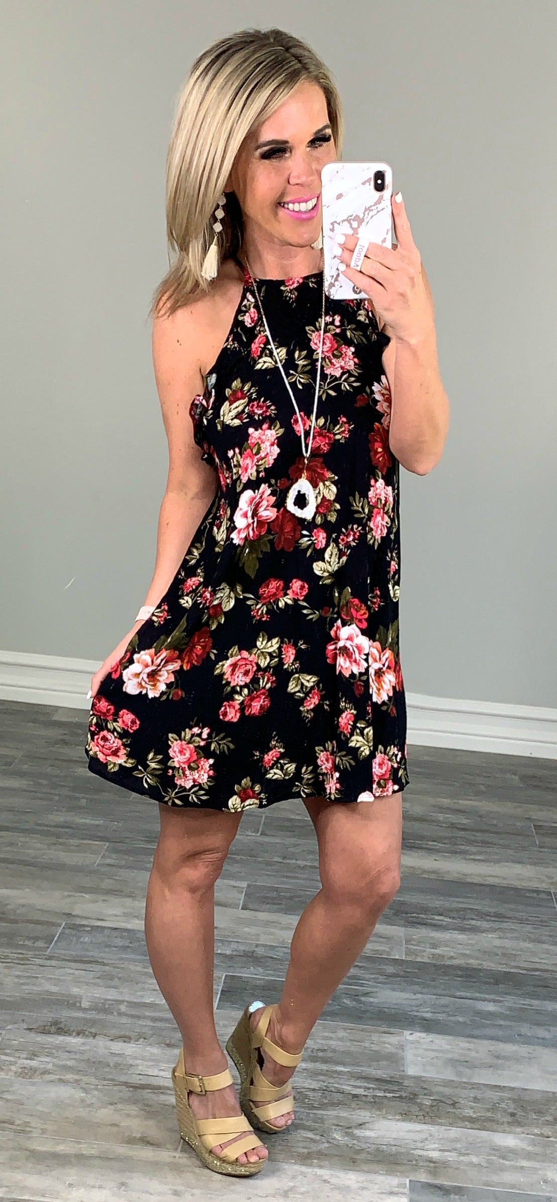 Day Dreaming Floral Dress - Black-Dress-privityboutique.com-Privity Boutique, Women’s Fashion Boutique in Mesa, Arizona