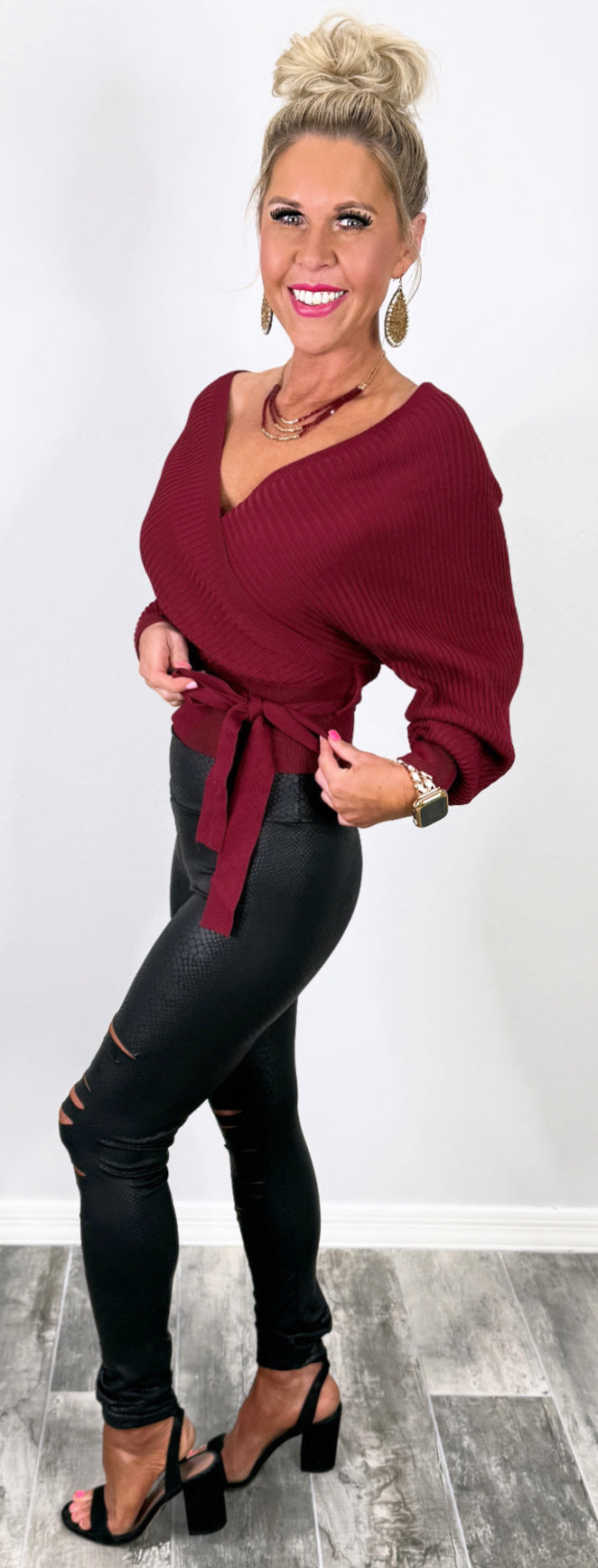 Dreaming Of You Top - Burgundy-Cropped sweater Top-privityboutique-Privity Boutique, Women’s Fashion Boutique in Mesa, Arizona