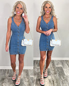 Denim Dreams Button Front Dress - Medium-Dress-privityboutique.com-Privity Boutique, Women’s Fashion Boutique in Mesa, Arizona