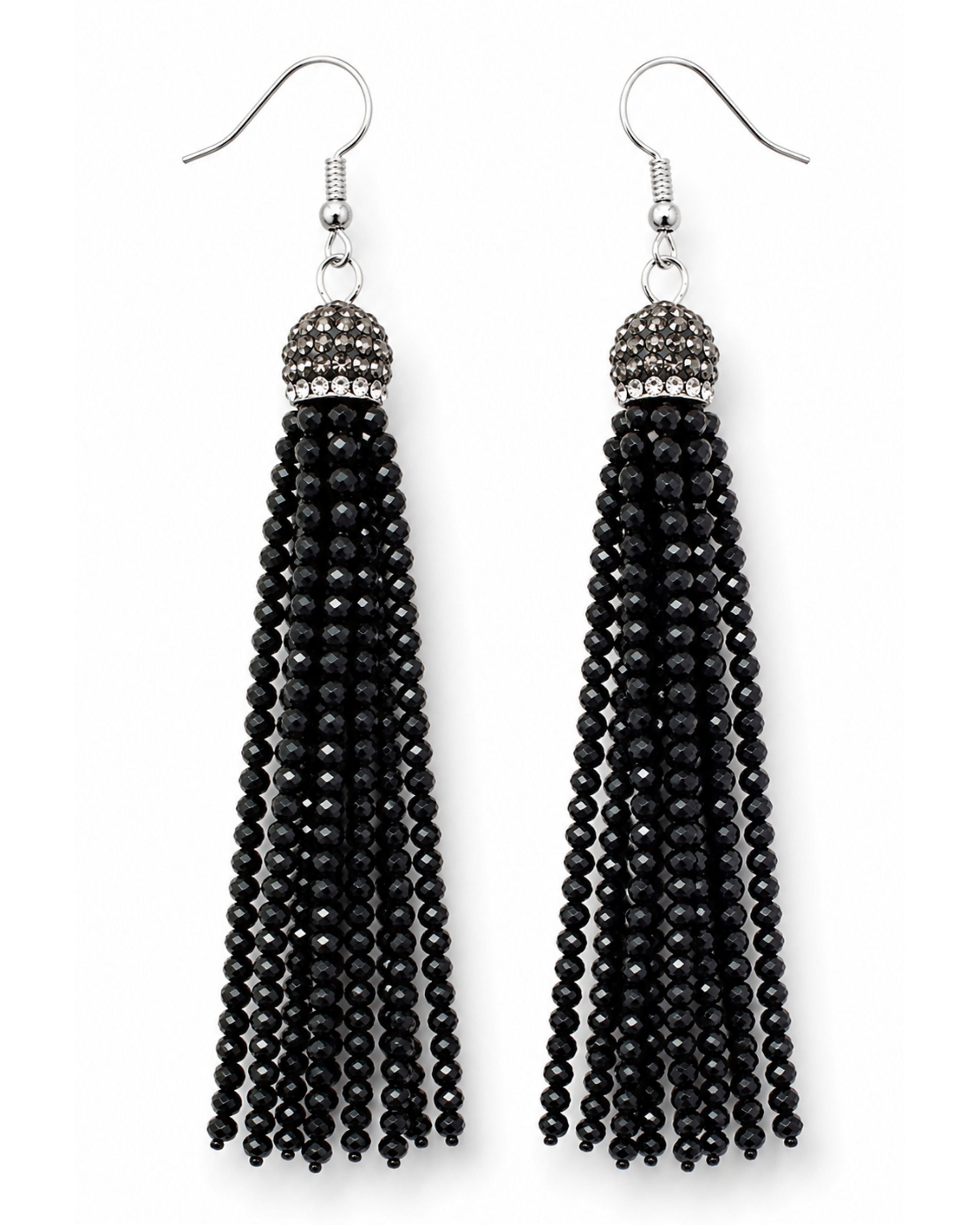 Black Beaded & Rhinestone Earrings-privityboutique-Privity Boutique, Women’s Fashion Boutique in Mesa, Arizona