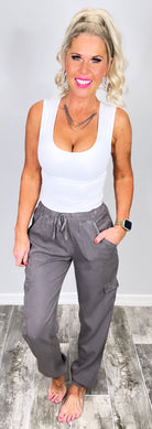 Cargo Jogger Pants - Grey-palazzo-privityboutique.com-Privity Boutique, Women’s Fashion Boutique in Mesa, Arizona