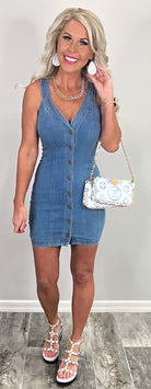 Denim Dreams Button Front Dress - Medium-Dress-privityboutique.com-Privity Boutique, Women’s Fashion Boutique in Mesa, Arizona