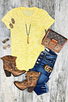 BASIC BURNOUT TEE - YELLOW-Top-privityboutique.com-Privity Boutique, Women’s Fashion Boutique in Mesa, Arizona