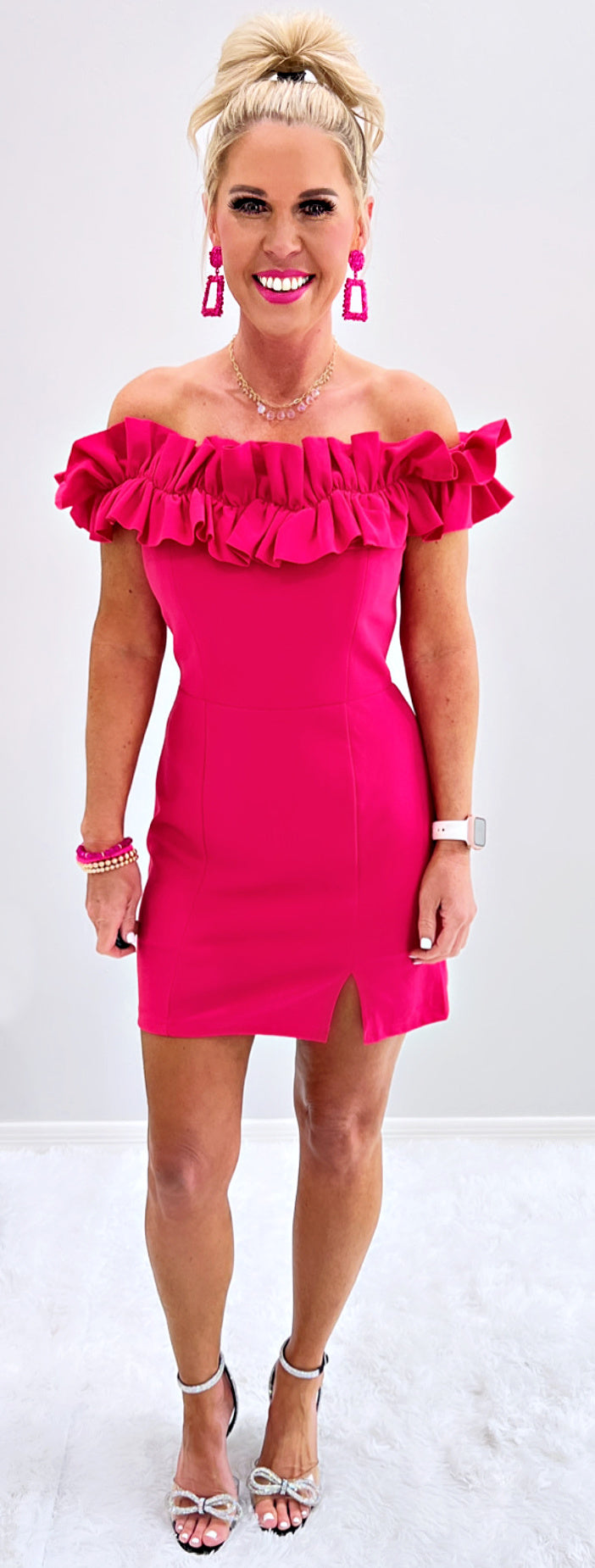 Ruffle On Top Dress - Pink-Dress-privityboutique.com-Privity Boutique, Women’s Fashion Boutique in Mesa, Arizona