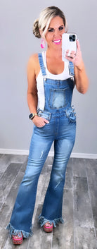 Fringe Bottom Light Wash Overalls-jeans-privityboutique-Privity Boutique, Women’s Fashion Boutique in Mesa, Arizona