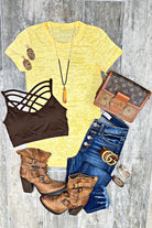 BASIC BURNOUT TEE - YELLOW-Top-privityboutique.com-Privity Boutique, Women’s Fashion Boutique in Mesa, Arizona