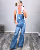 Flare Bottom Light Wash Overalls-jeans-privityboutique-Privity Boutique, Women’s Fashion Boutique in Mesa, Arizona