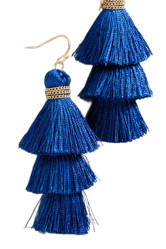 Party of Three Tassel Earrings - Royal-earrings-privityboutique.com-Privity Boutique, Women’s Fashion Boutique in Mesa, Arizona