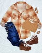 Penny Plaid Flannel Top - Ivory/Mocha-flannel-privityboutique-Privity Boutique, Women’s Fashion Boutique in Mesa, Arizona