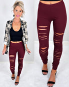 Tear It Up Leggings - Burgundy-Leggings-privityboutique-Privity Boutique, Women’s Fashion Boutique in Mesa, Arizona