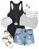 Racerback Relaxed Fit Tank - Charcoal-Top-privityboutique.com-Privity Boutique, Women’s Fashion Boutique in Mesa, Arizona