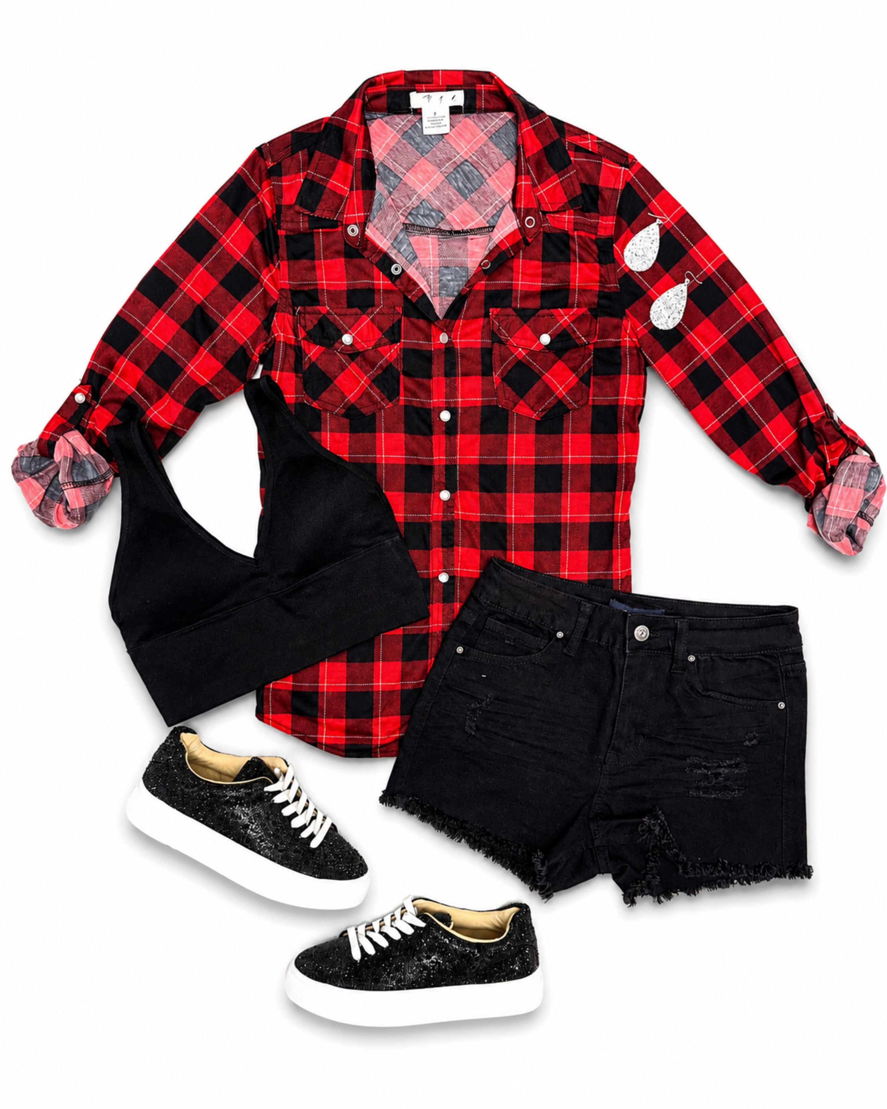 Penny Plaid Flannel Top - Buffalo Red/White-flannel-privityboutique-Privity Boutique, Women’s Fashion Boutique in Mesa, Arizona