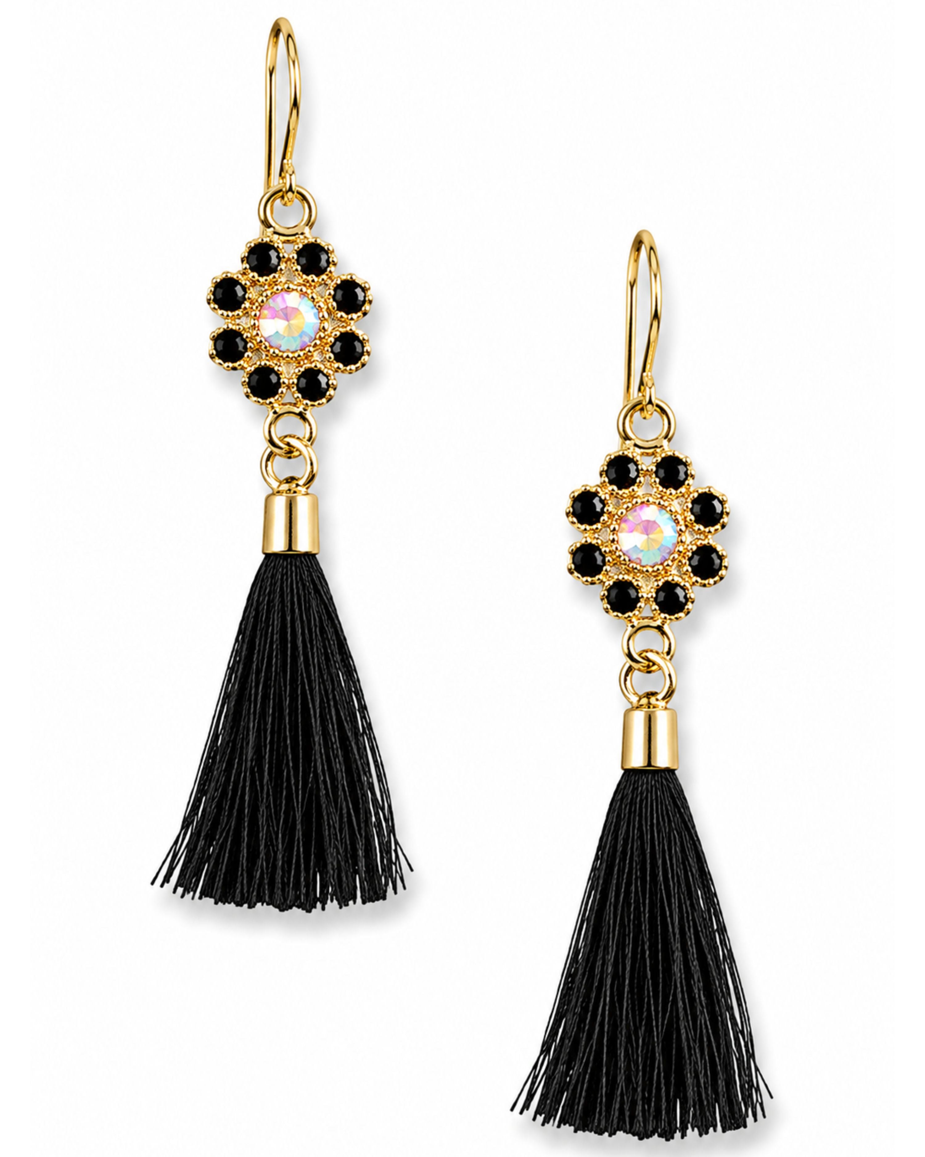 Black Blooming Tassel Earrings-earrings-privityboutique-Privity Boutique, Women’s Fashion Boutique in Mesa, Arizona