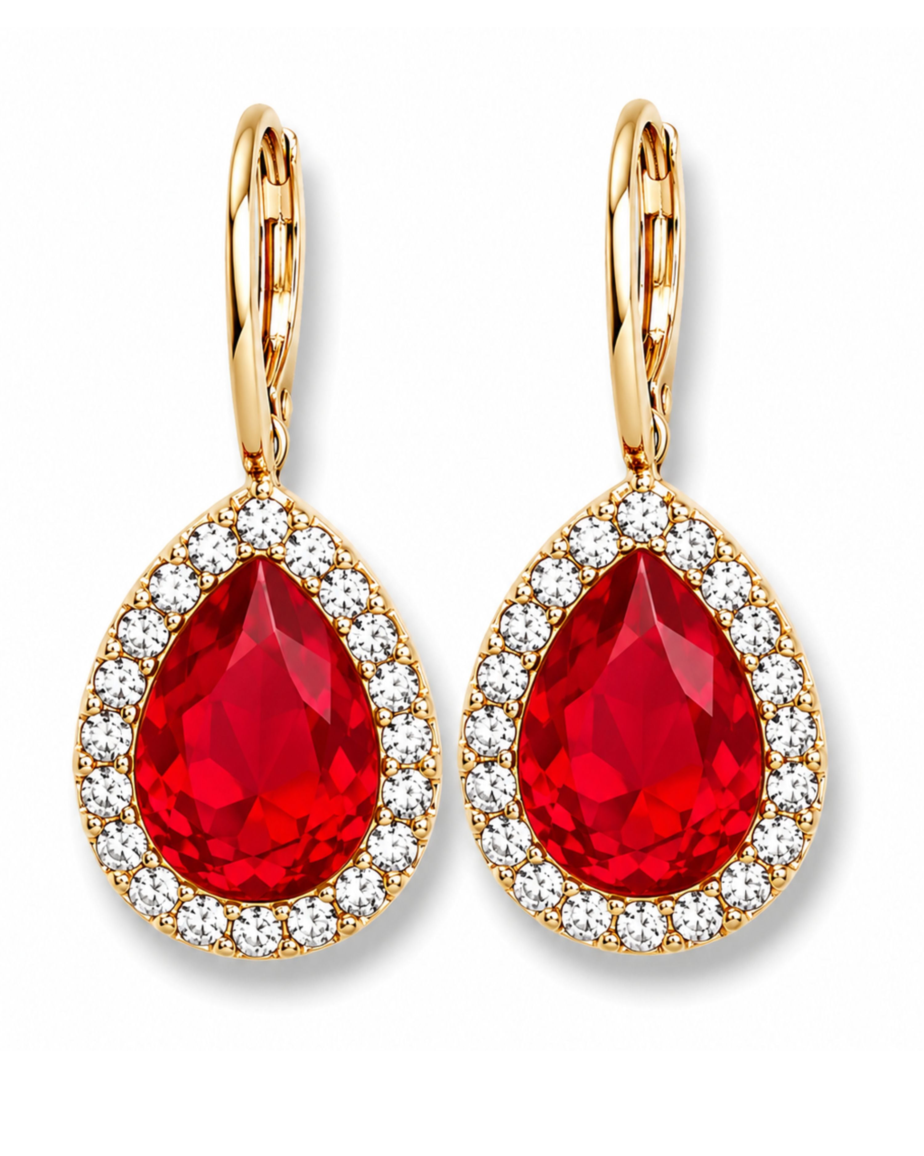Red Rhinestone Teardrop Earrings-earrings-privityboutique.com-Privity Boutique, Women’s Fashion Boutique in Mesa, Arizona