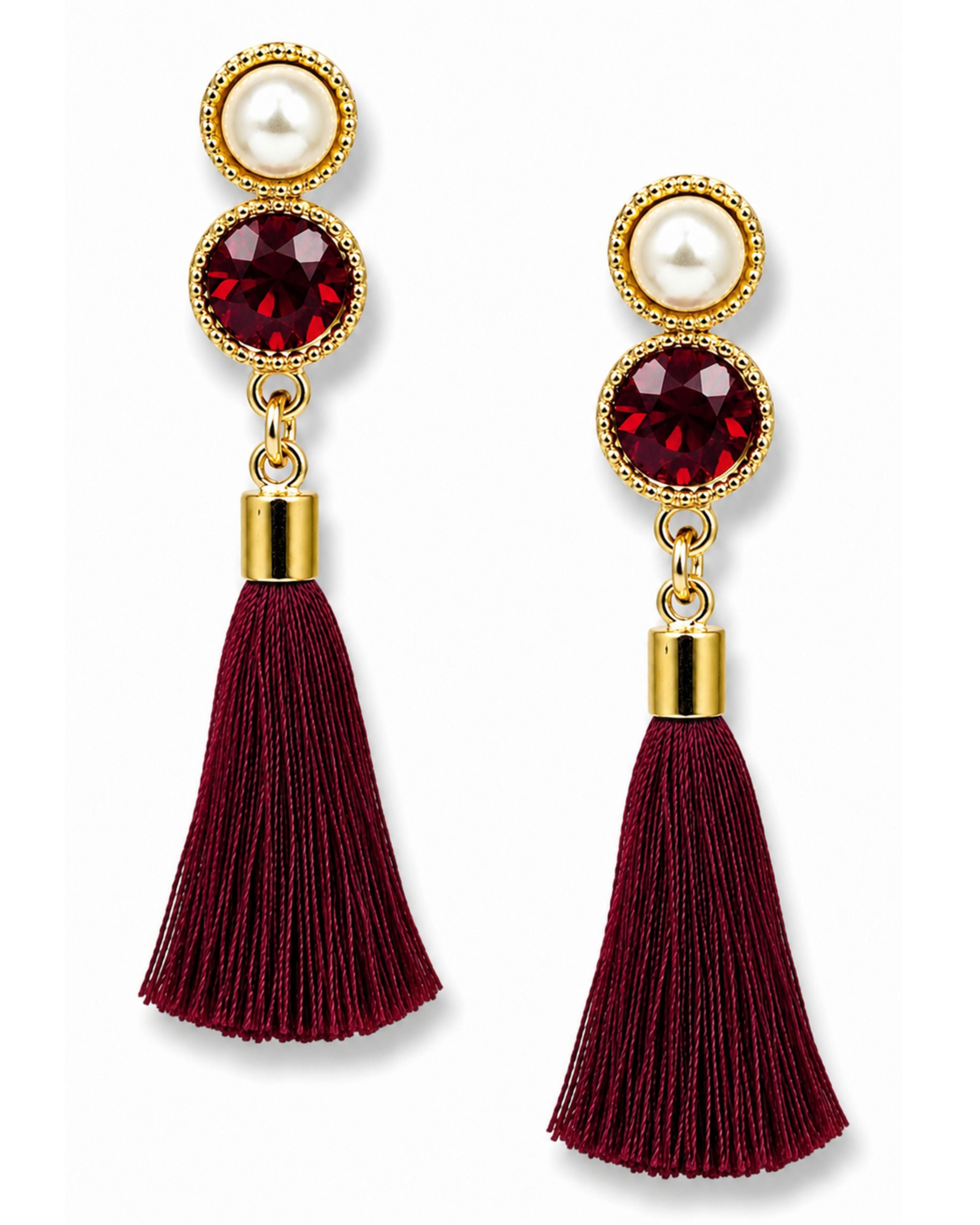 Burgundy Tassel Earrings-earrings-privityboutique-Privity Boutique, Women’s Fashion Boutique in Mesa, Arizona