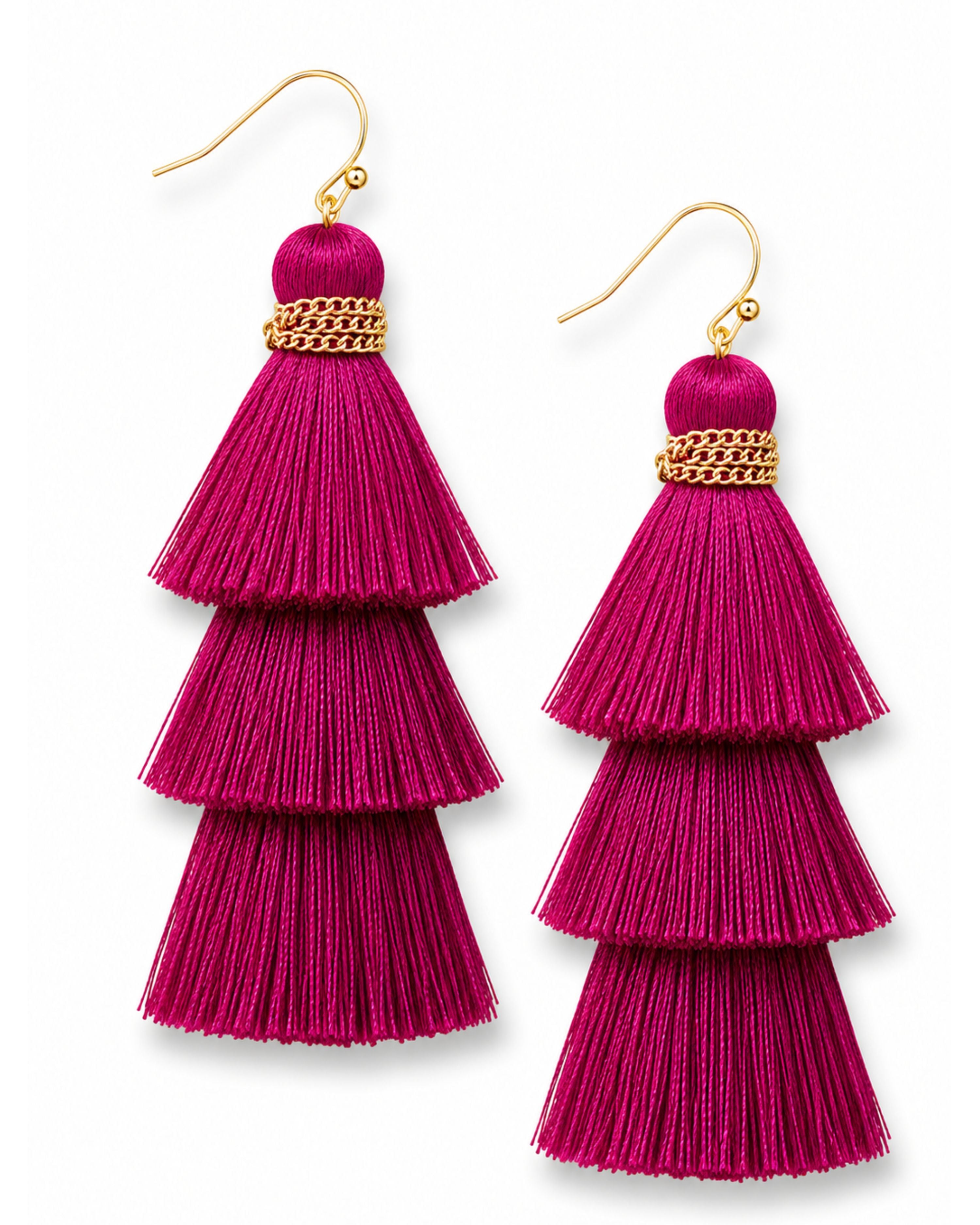 Party of Three Tassel Earrings - Pink-earrings-privityboutique.com-Privity Boutique, Women’s Fashion Boutique in Mesa, Arizona