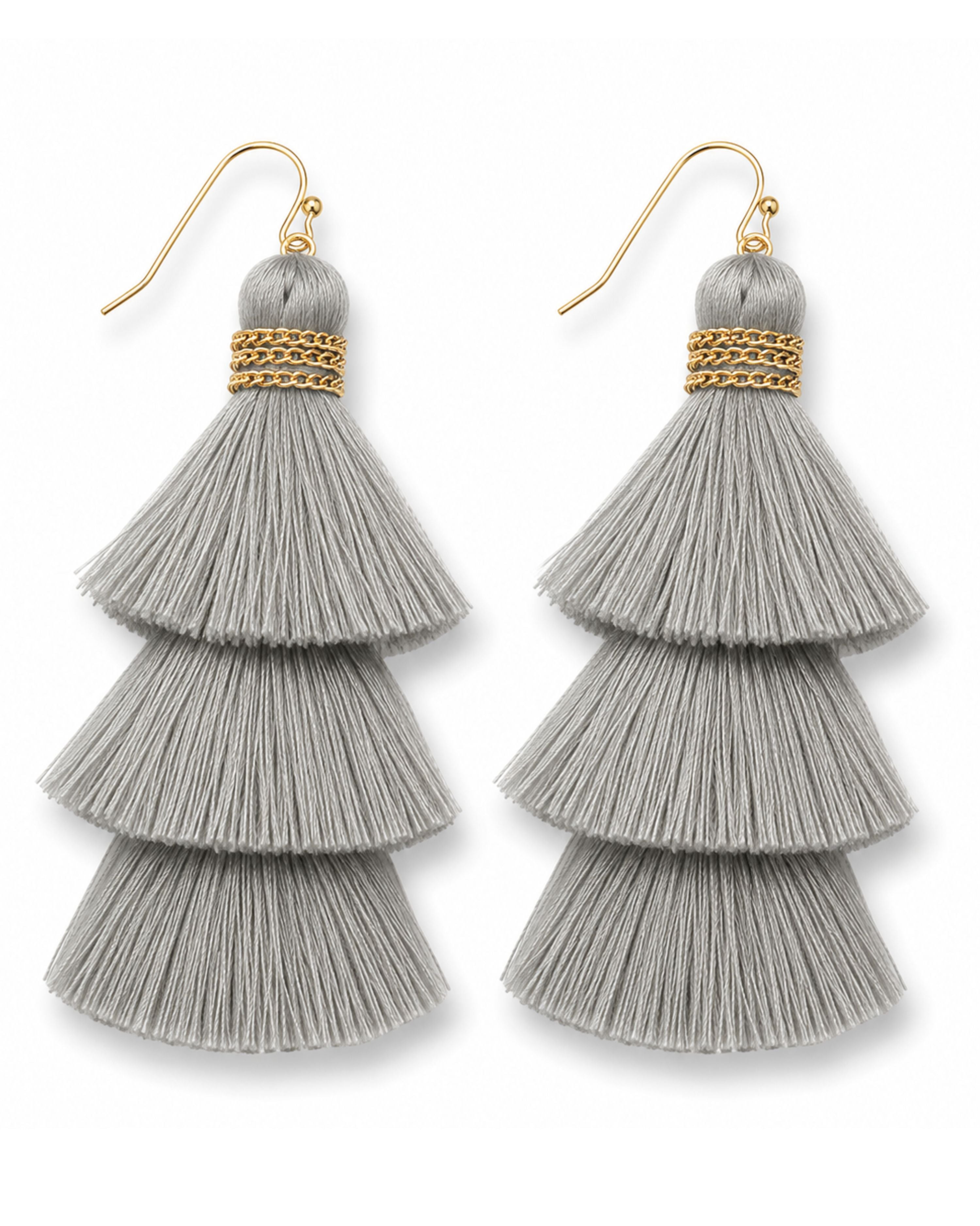 Party of Three Tassel Earrings - Grey-earrings-privityboutique.com-Privity Boutique, Women’s Fashion Boutique in Mesa, Arizona
